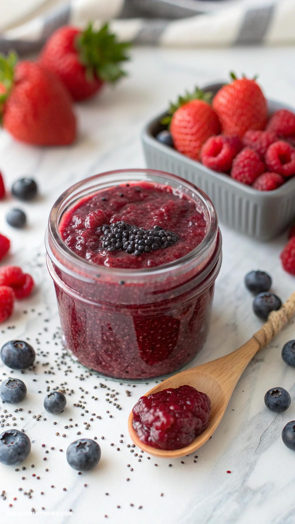 healthy fruit dip Berry Chia Seed Jam