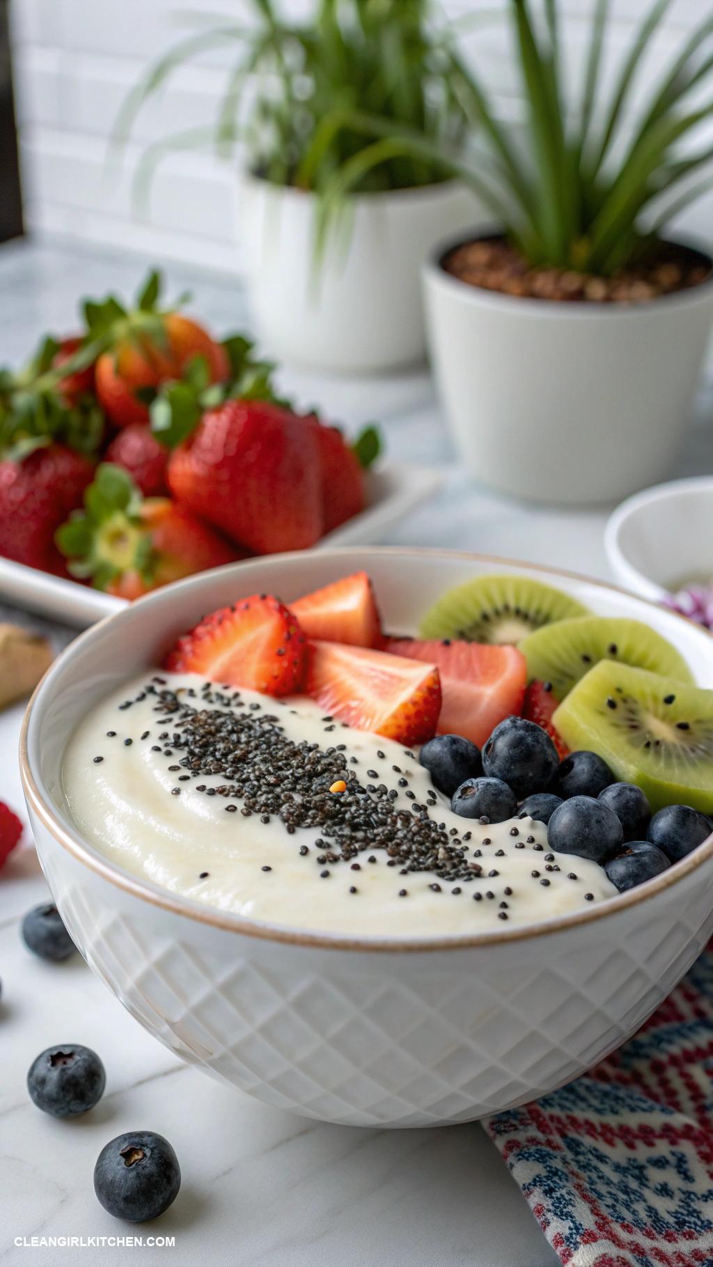 healthy fruit dip Coconut Yogurt and Chia Seeds