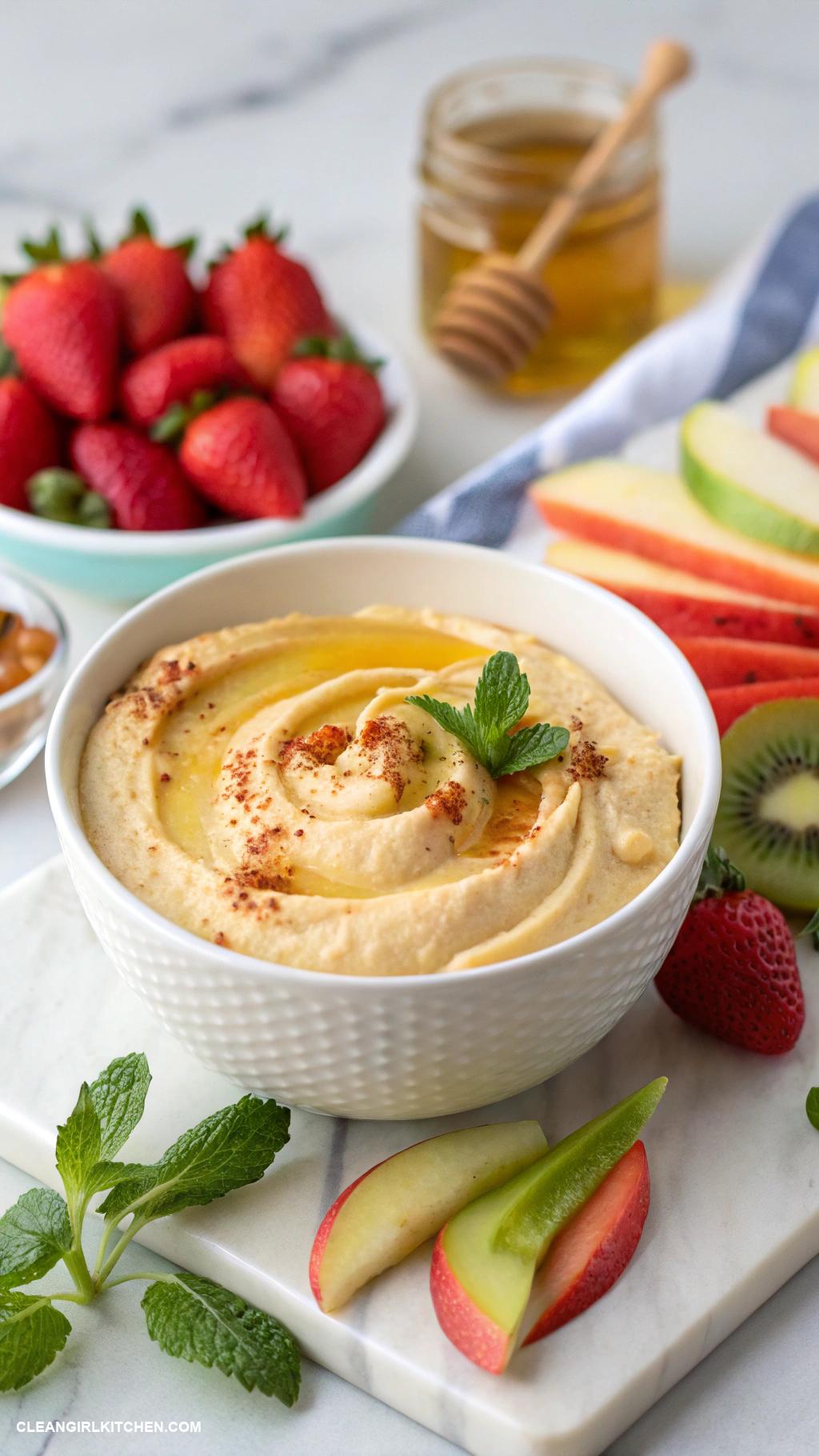 healthy fruit dip Hummus with a Hint of Vanilla