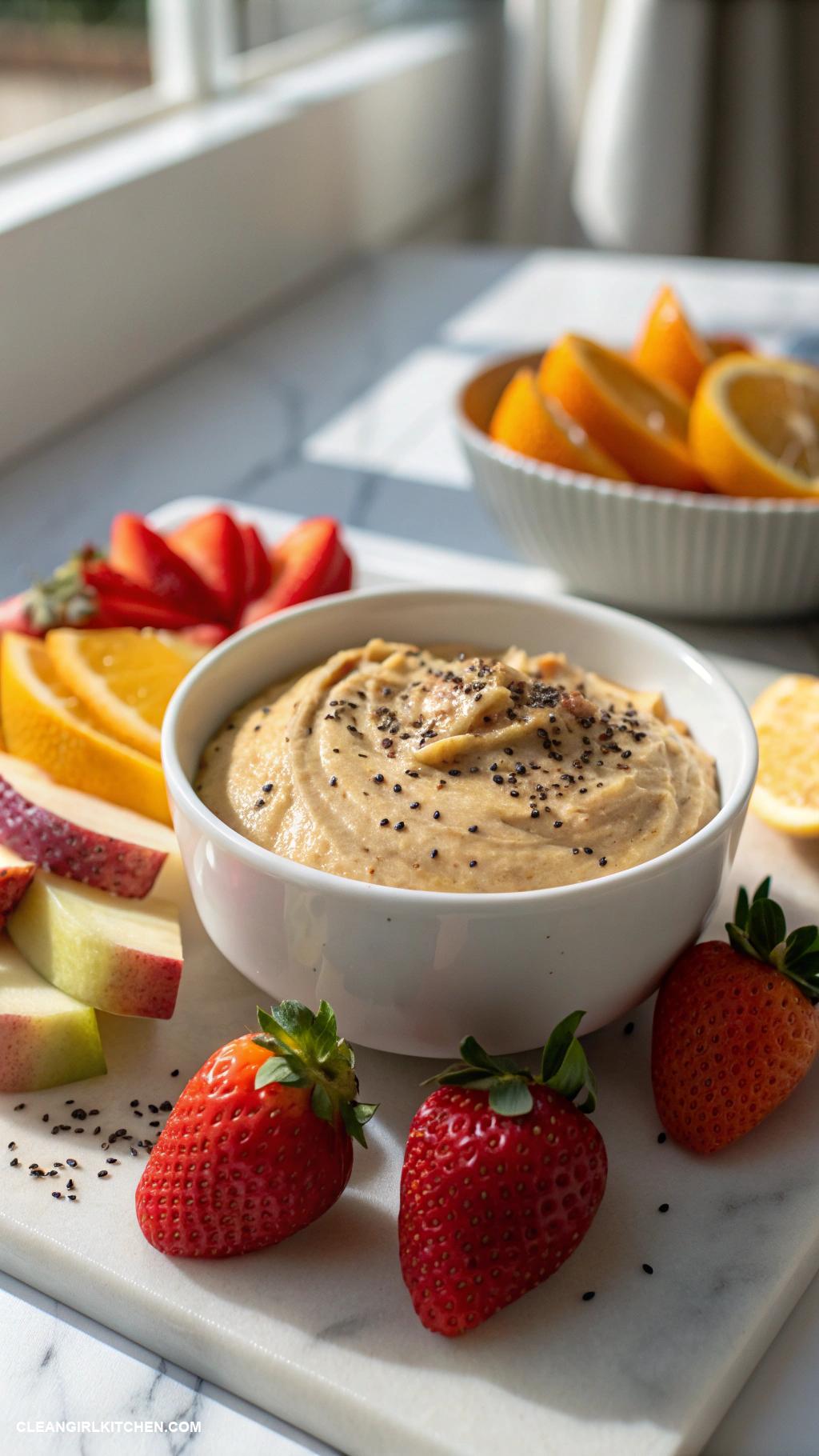 healthy fruit dip Peanut Butter and Chia Seed Dip