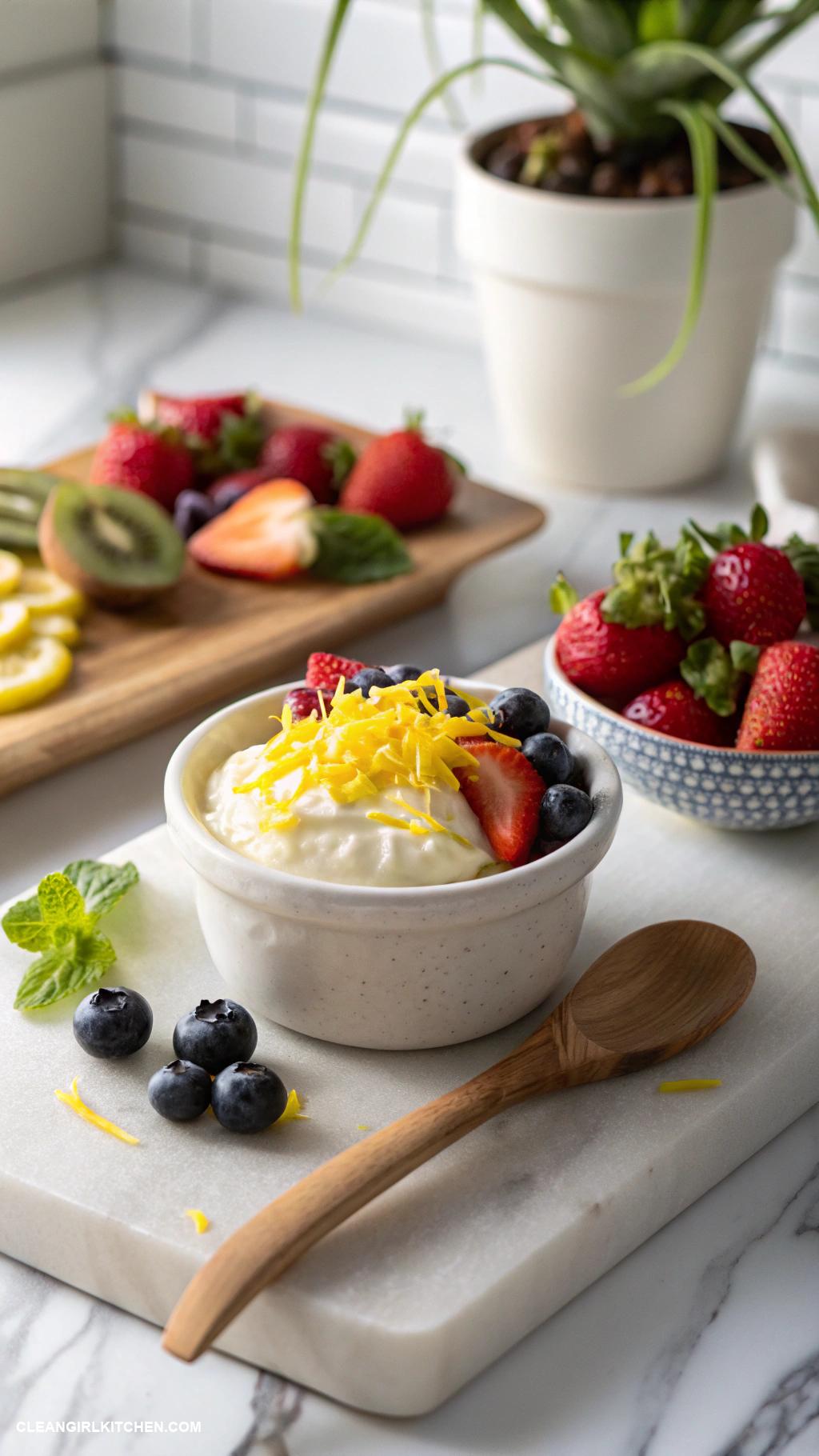 healthy fruit dip Ricotta Cheese with Lemon Zest