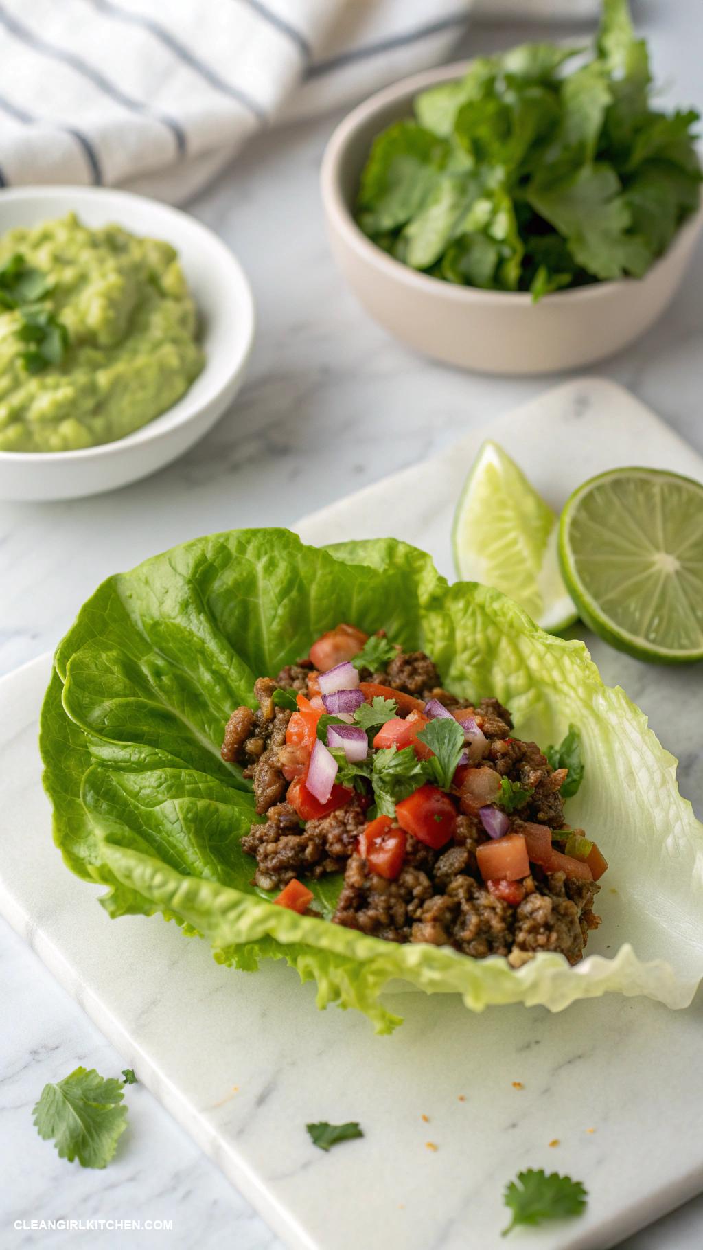 healthy ground beef recipes Ground Beef Taco Lettuce Wraps