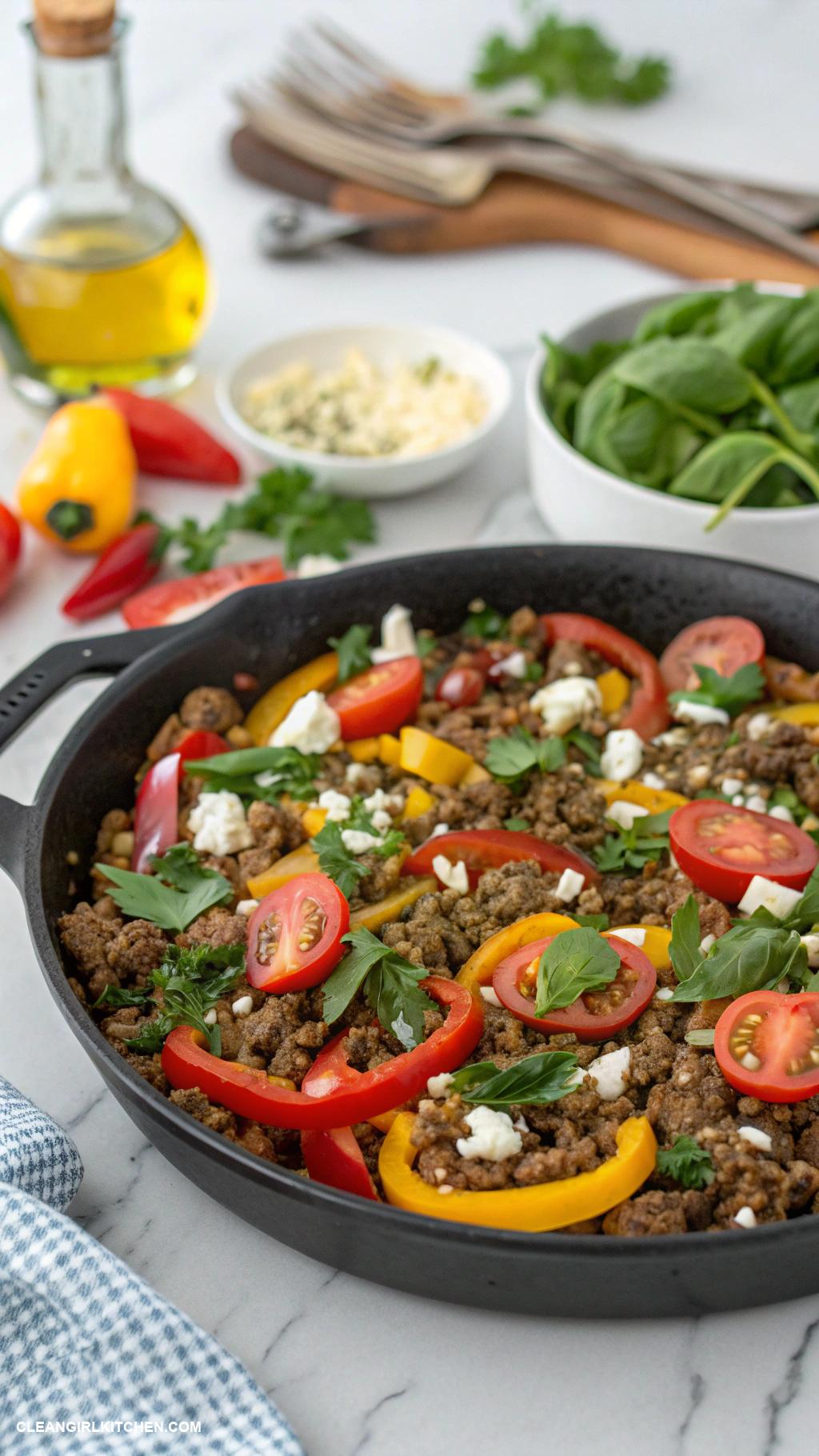 healthy ground beef recipes Mediterranean Ground Beef Skillet