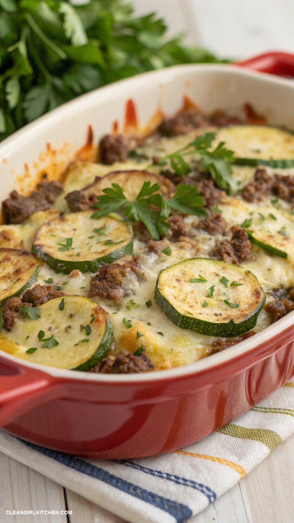 healthy ground beef recipes Zucchini and Ground Beef Casserole