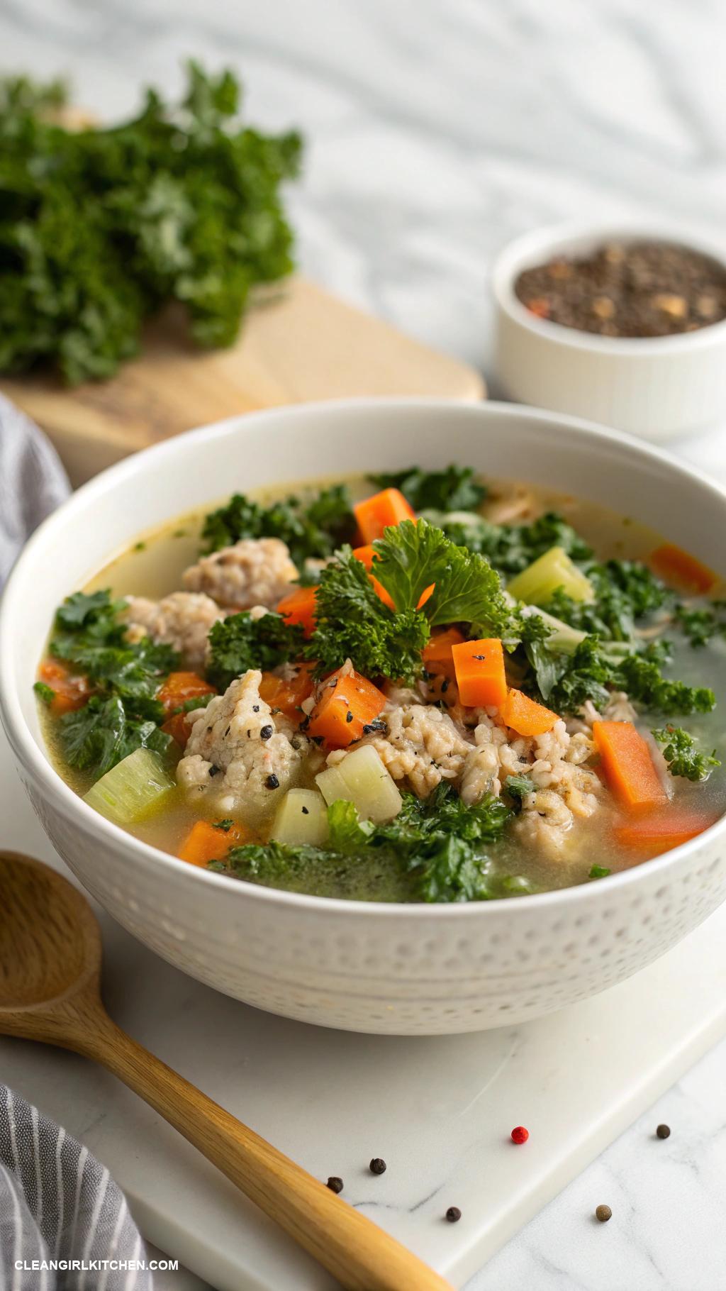 healthy ground chicken recipes Ground Chicken and Kale Soup