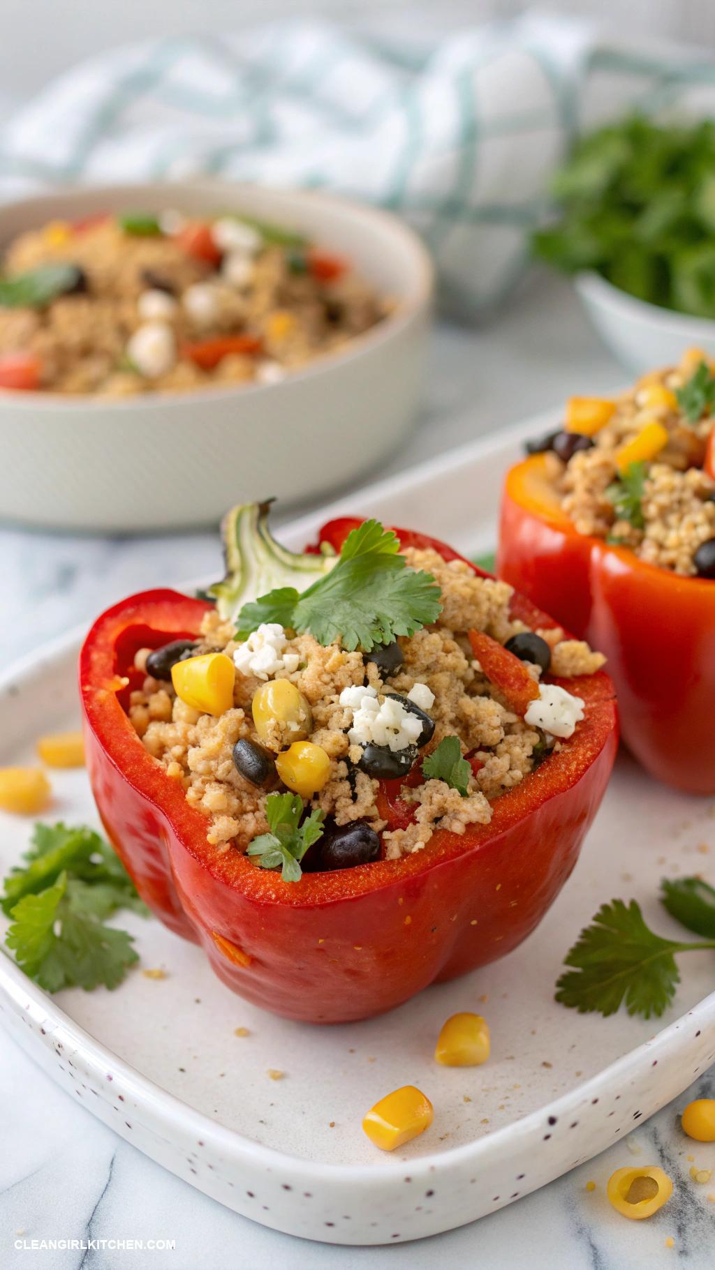 healthy ground chicken recipes Ground Chicken and Quinoa Stuffed Peppers