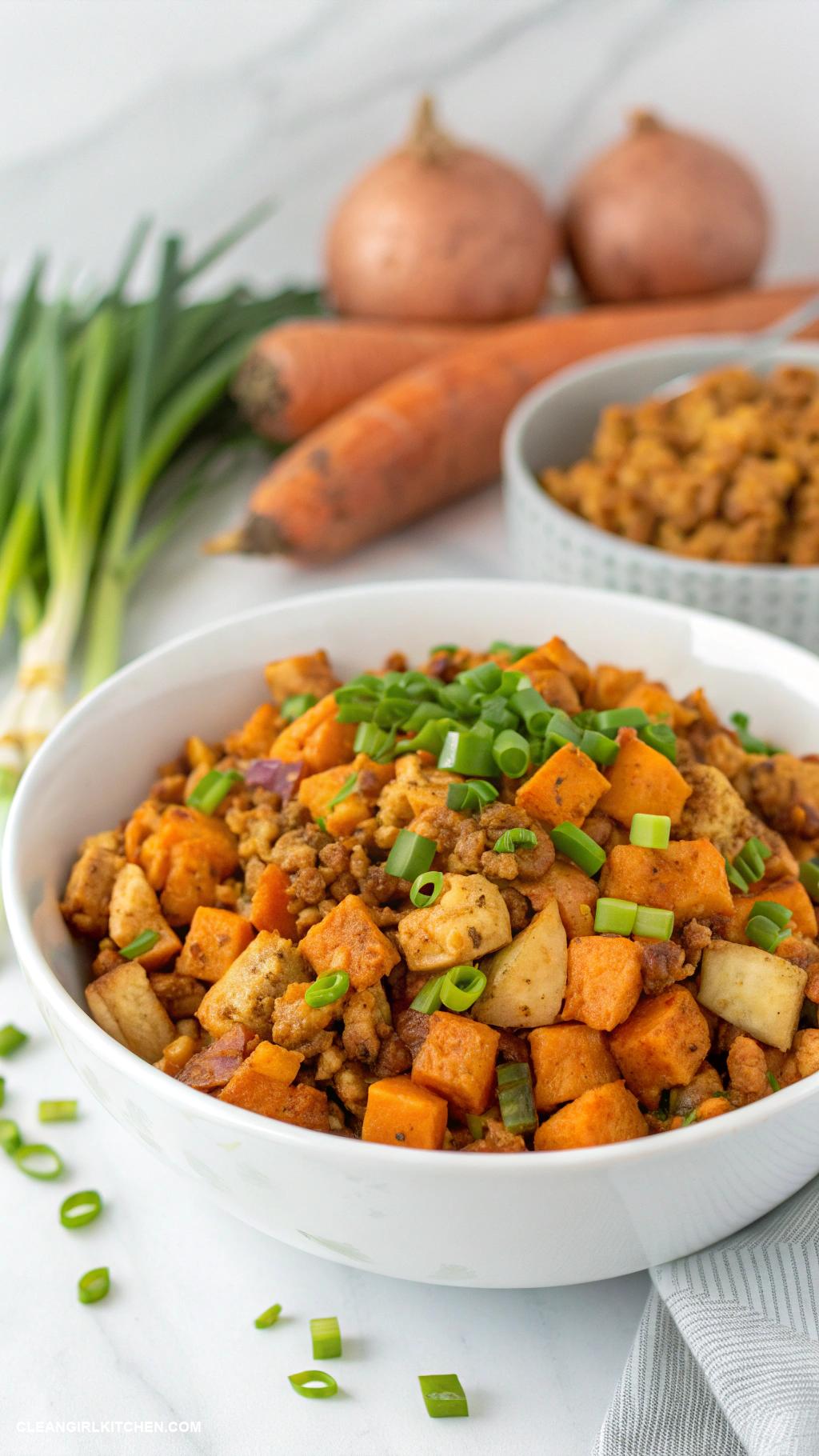 healthy ground chicken recipes Ground Chicken and Sweet Potato Hash