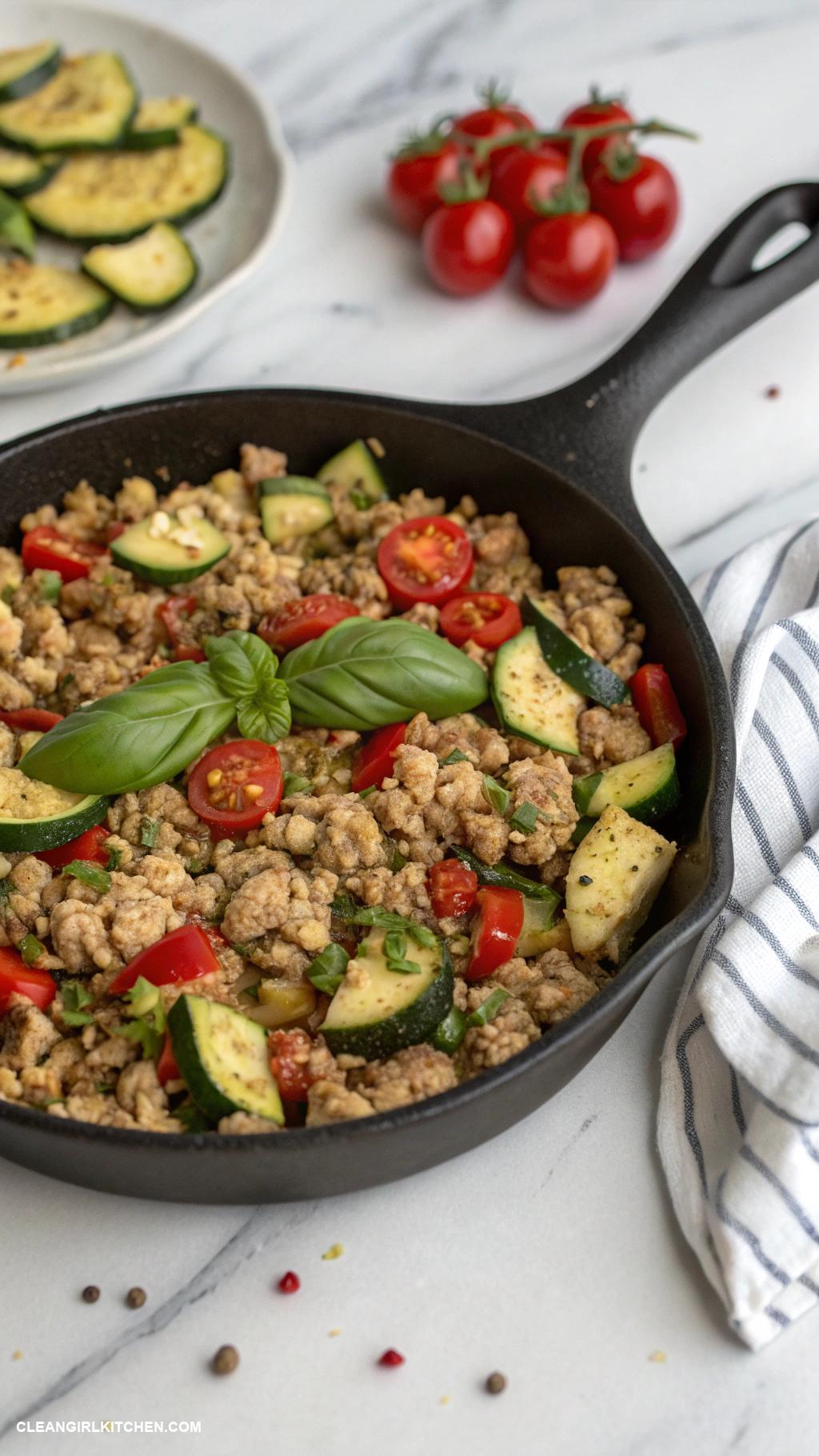 healthy ground chicken recipes Healthy Ground Chicken Zucchini Skillet