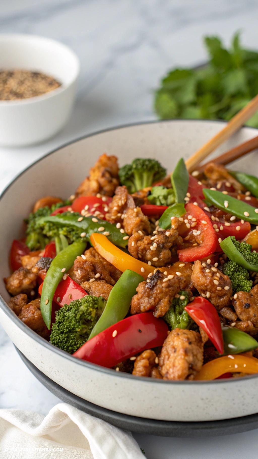 healthy ground chicken recipes Spicy Ground Chicken and Vegetable Stir Fry