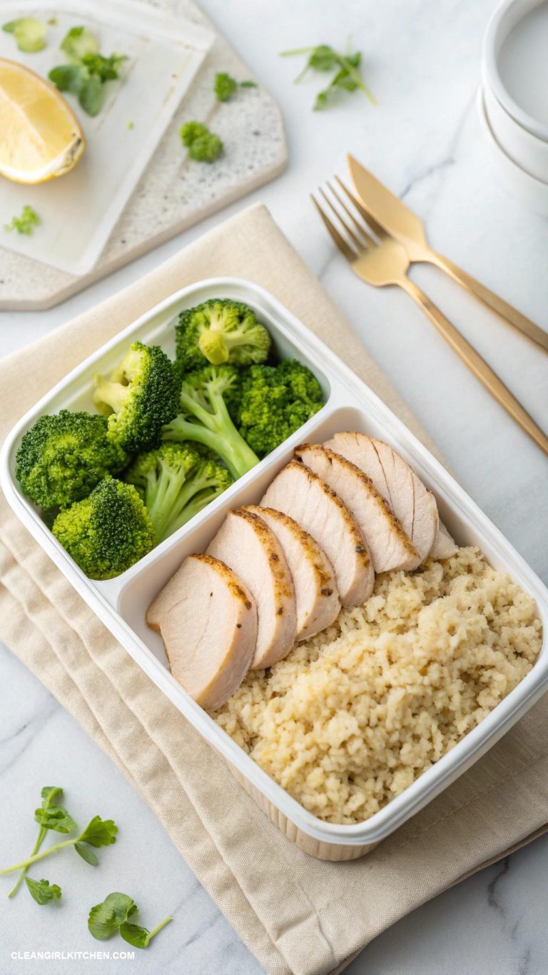 healthy lunch ideas for school Bento Box with Brown Rice Steamed Broccoli and Sliced Turkey