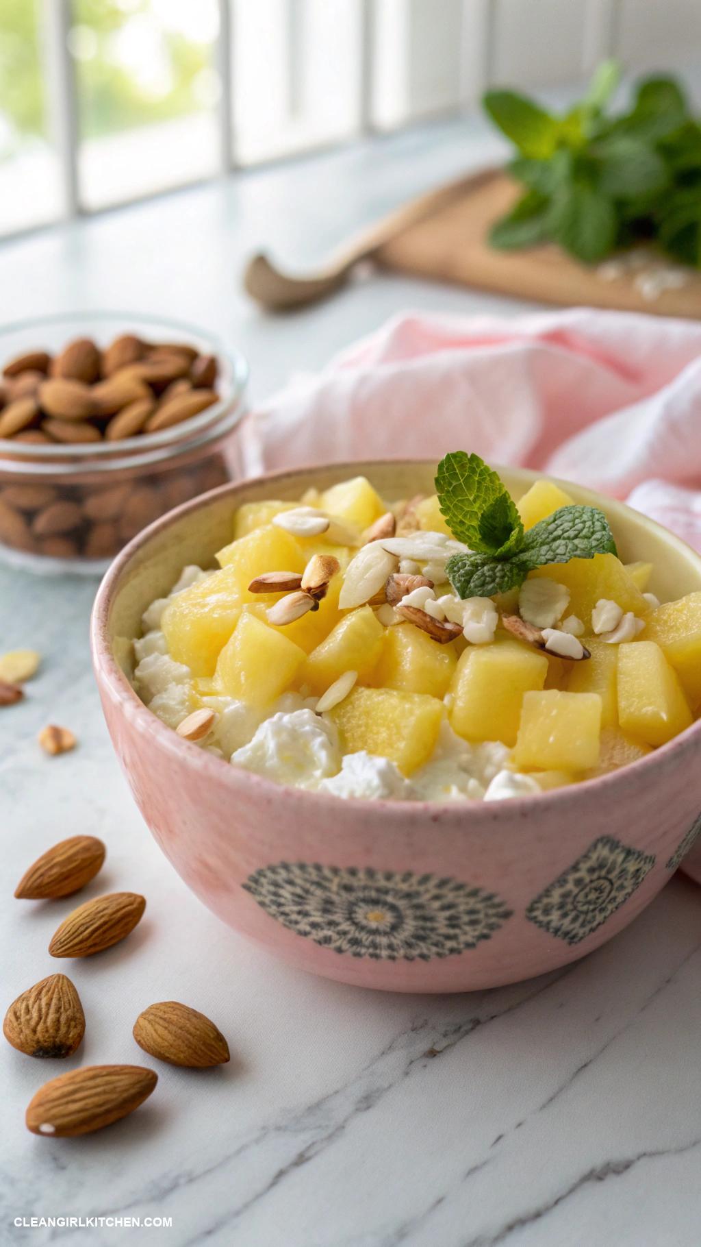 healthy lunch ideas for school Cottage Cheese with Pineapple and Almonds