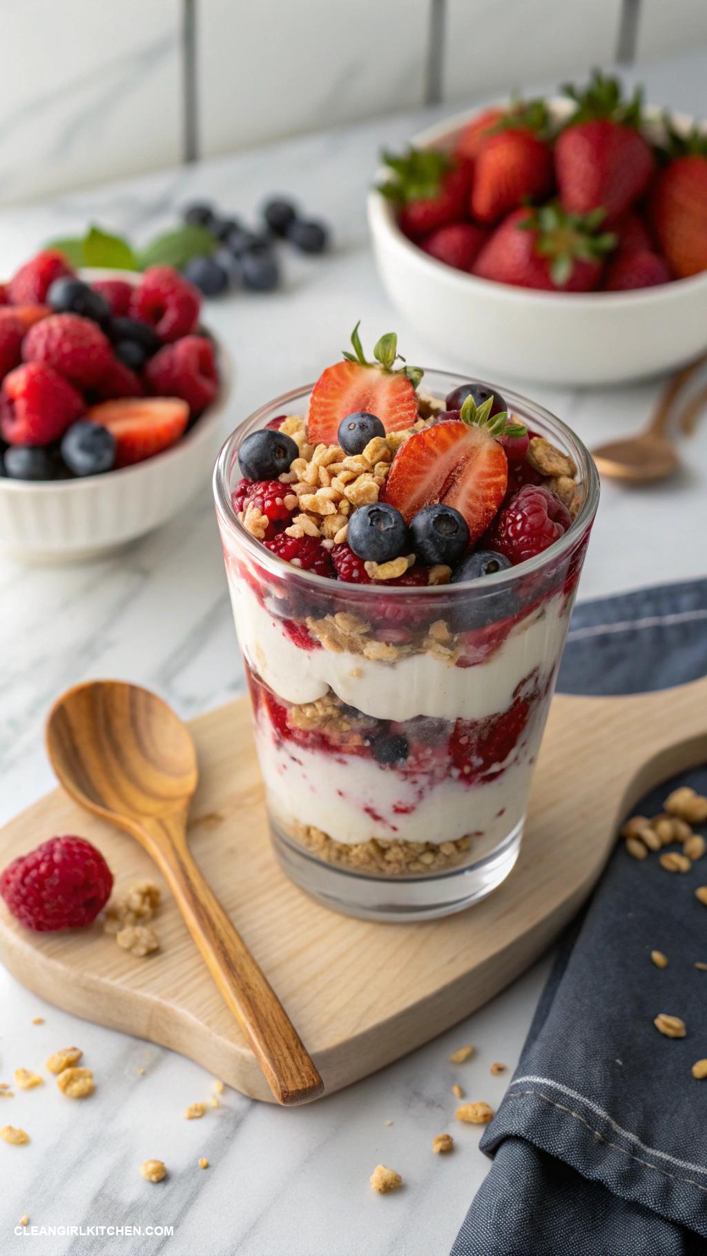 healthy lunch ideas for school Greek Yogurt Parfait with Berries and Granola
