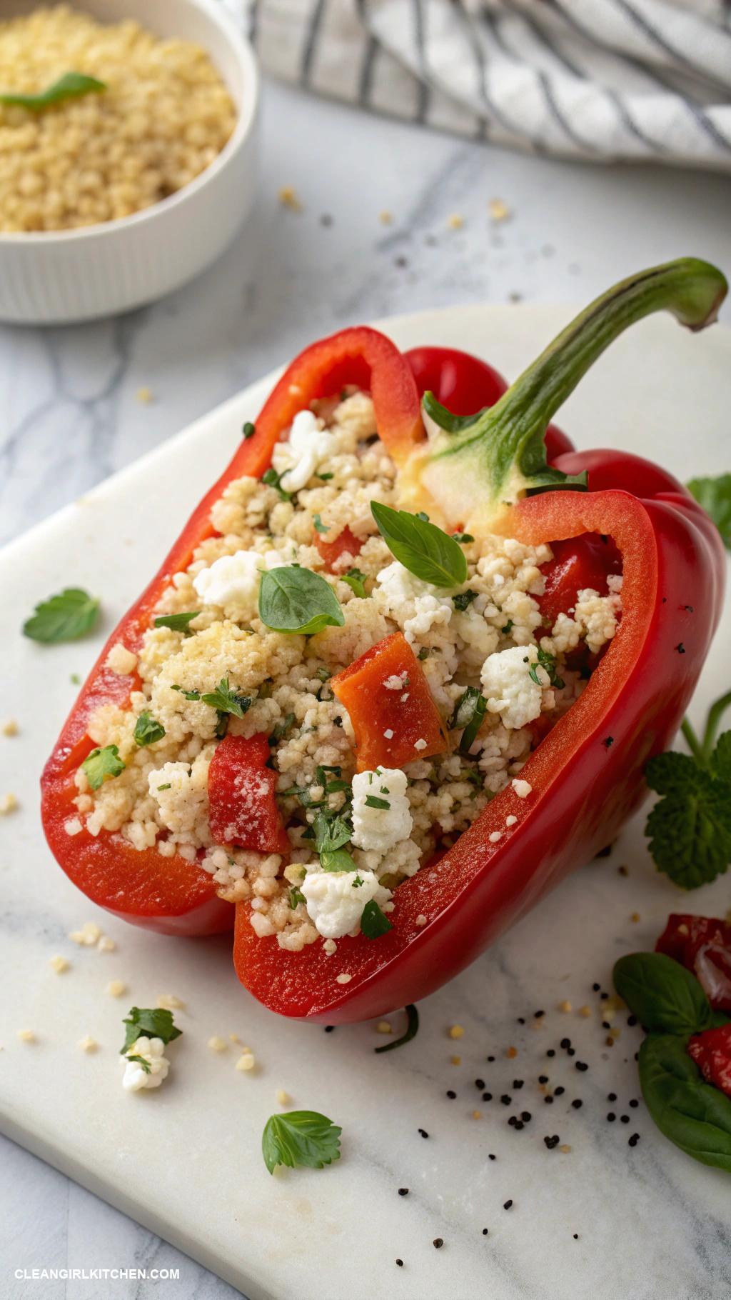 healthy mediterranean meals Stuffed Bell Peppers with Quinoa and Feta