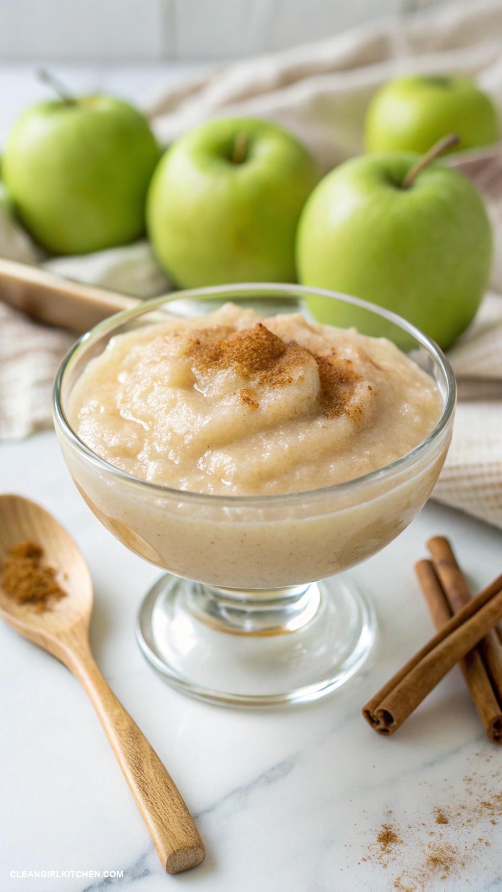 healthy munchies Unsweetened applesauce with a sprinkle of cinnamon