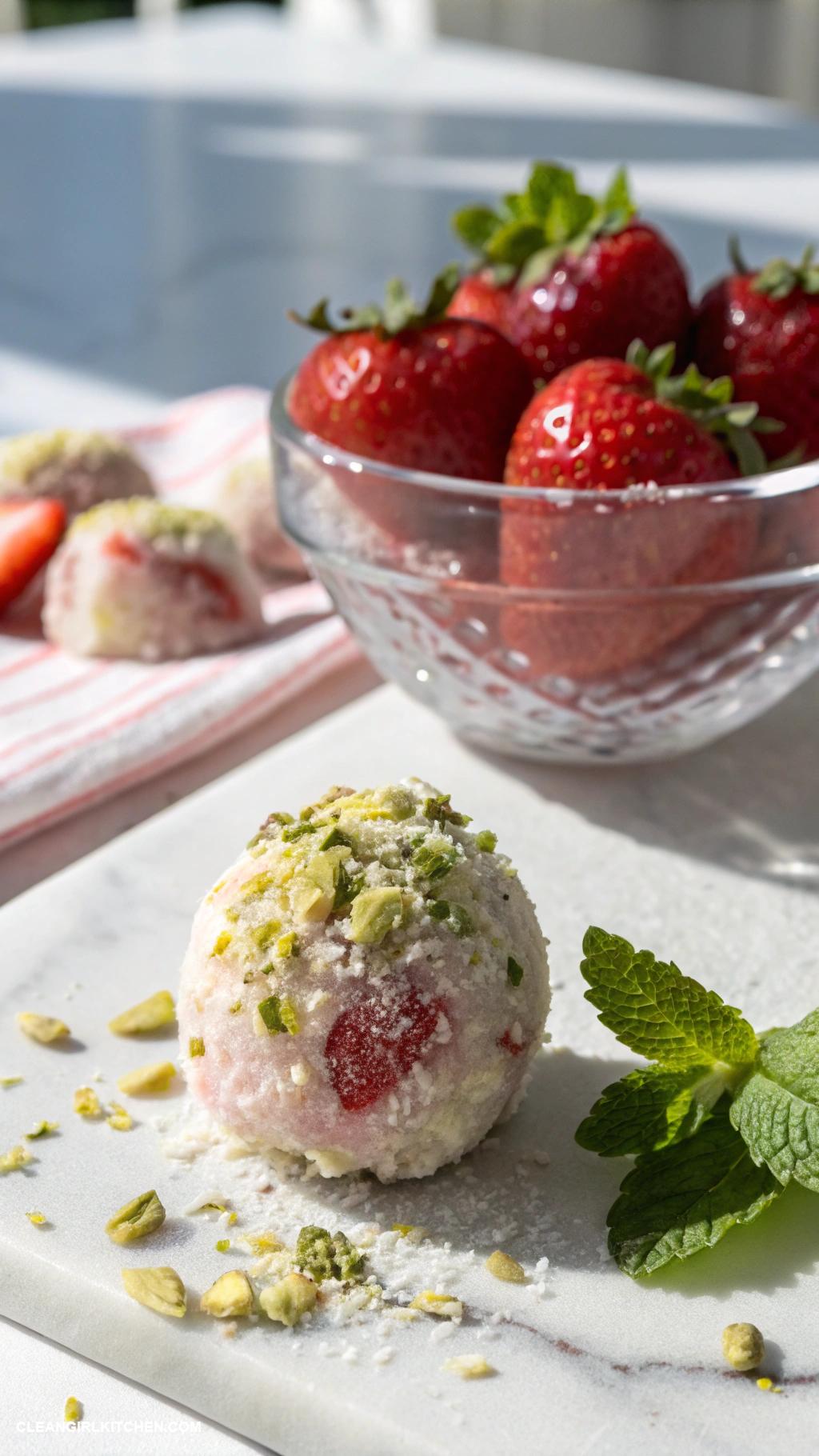healthy strawberry desserts Frozen Yogurt Strawberry Bites