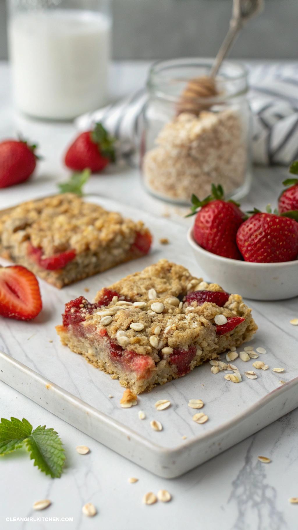healthy strawberry desserts Strawberry Oatmeal Bars