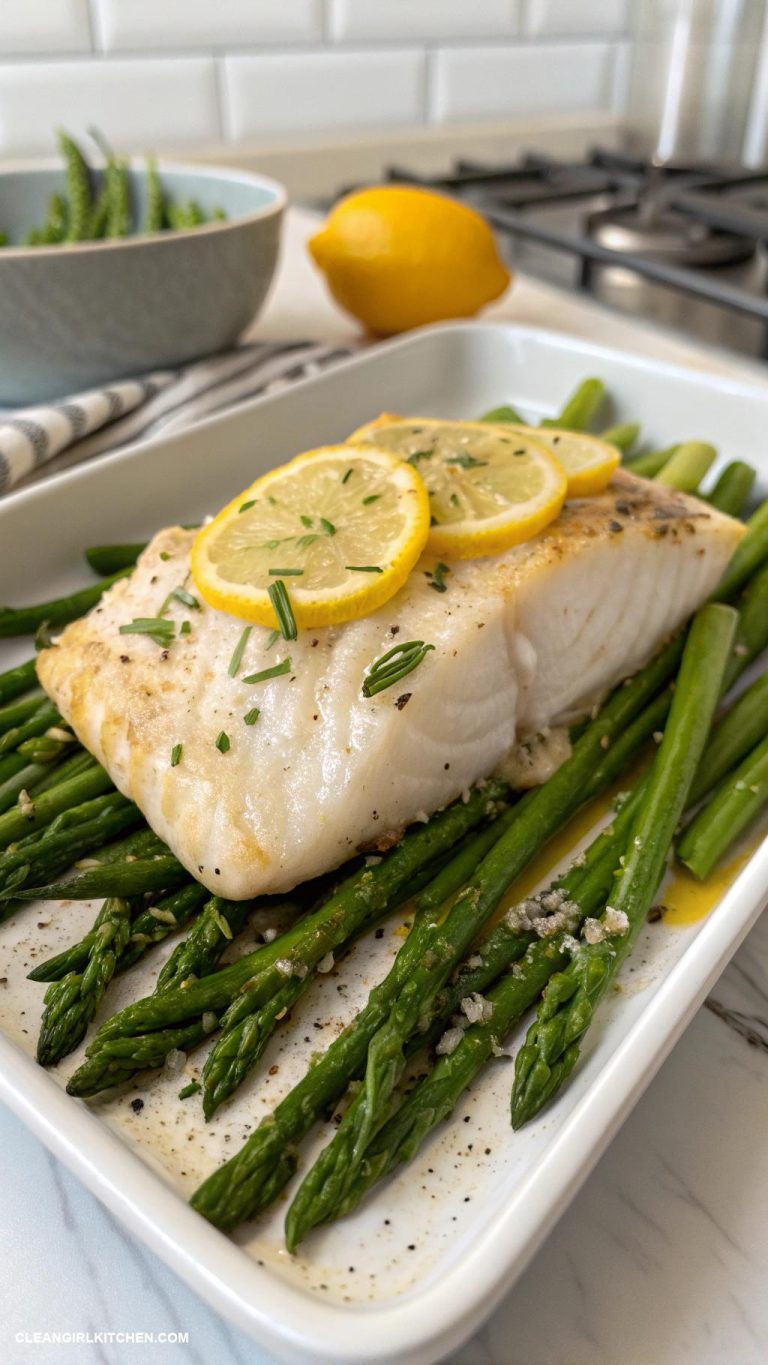 high protein low calorie meals Baked Cod with Asparagus and Lemon