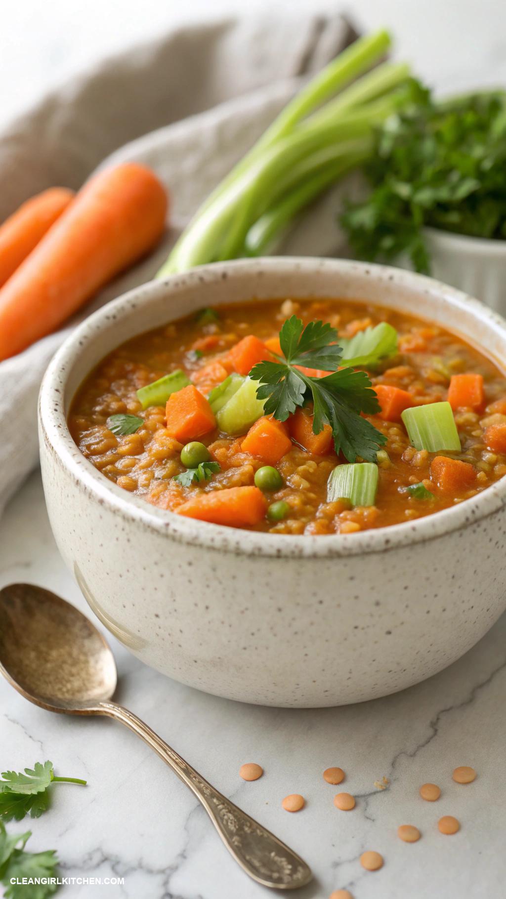 high protein low calorie meals Lentil Soup with Carrots and Celery