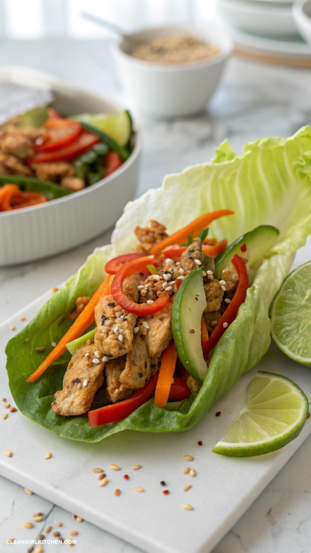 high protein low calorie meals Turkey Lettuce Wraps with Veggies