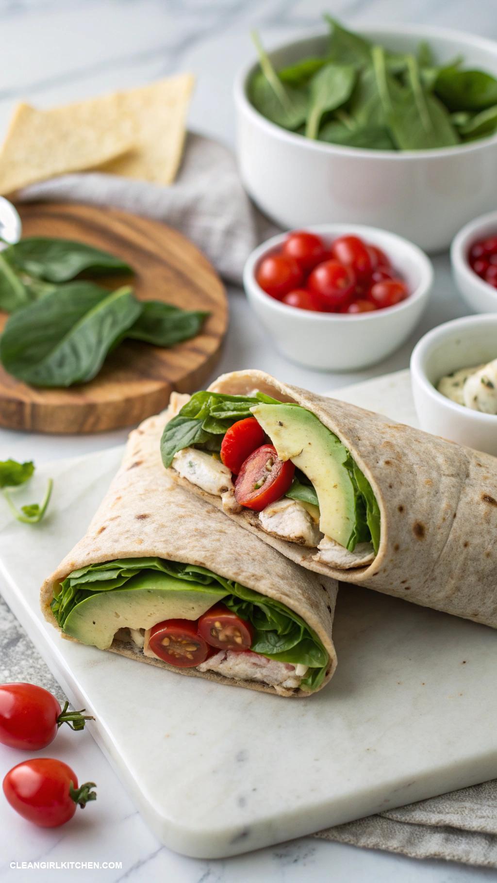high protein lunch Turkey and avocado wrap with whole grain tortilla