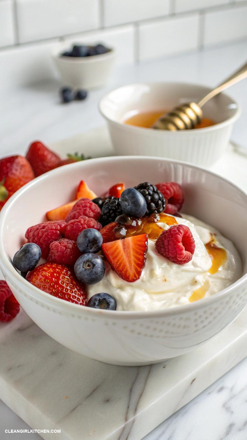 high protein snacks Greek Yogurt with Berries