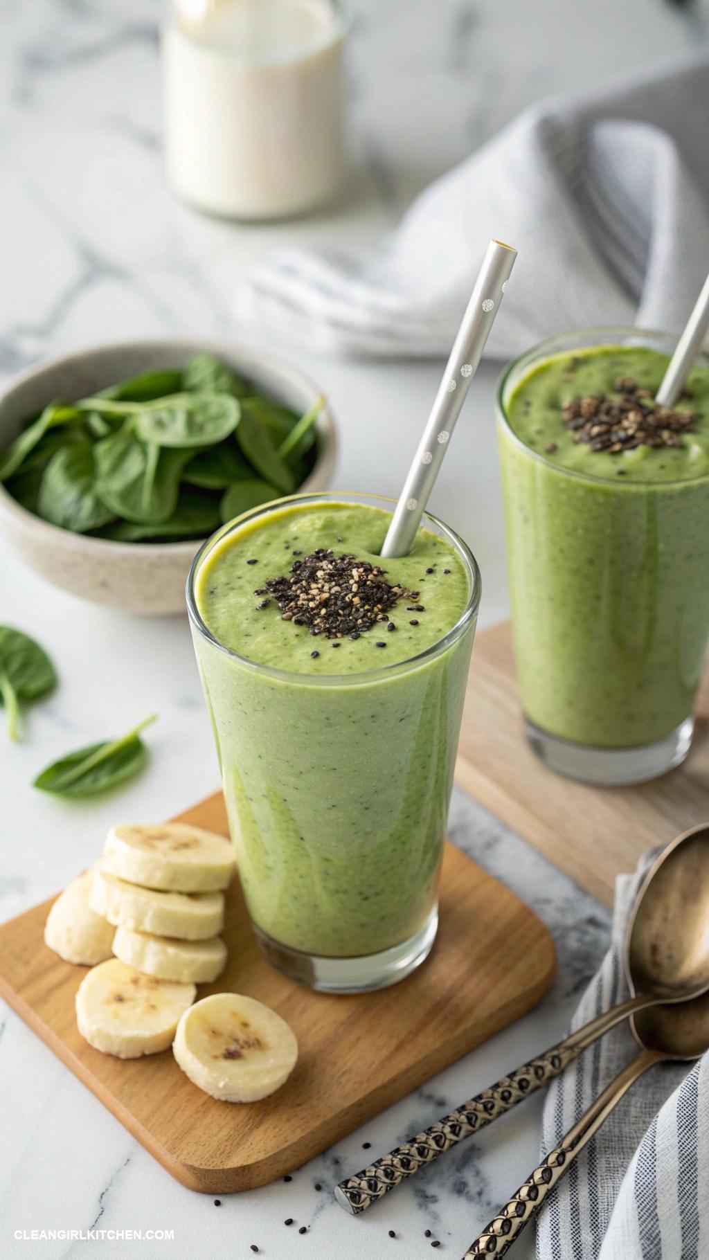 high protein snacks Protein Smoothie with Spinach and Banana