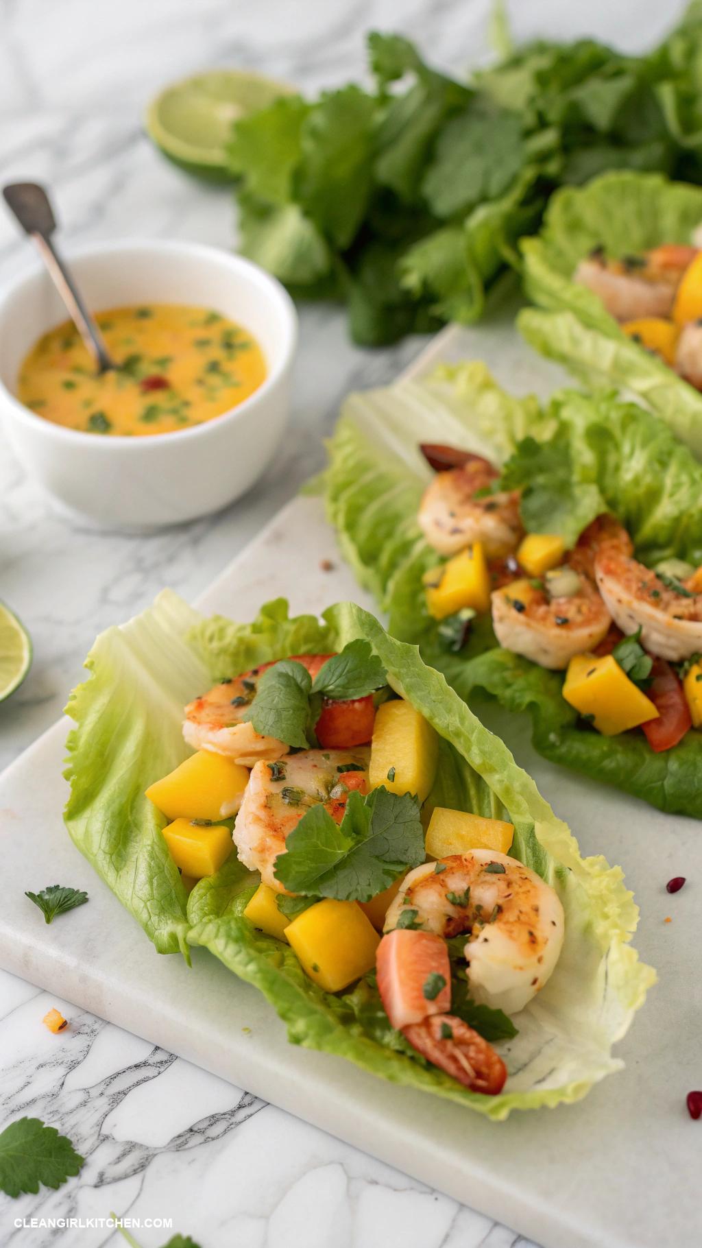 lettuce wrap recipes Shrimp and Mango Lettuce Wraps