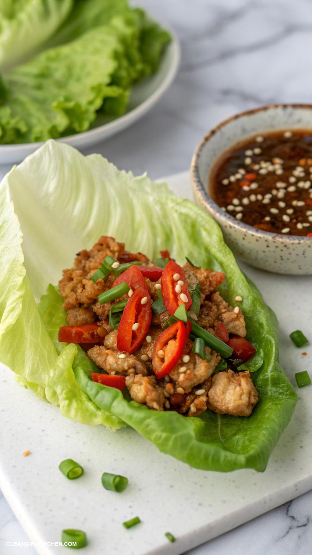 lettuce wrap recipes Spicy Chicken Lettuce Wraps