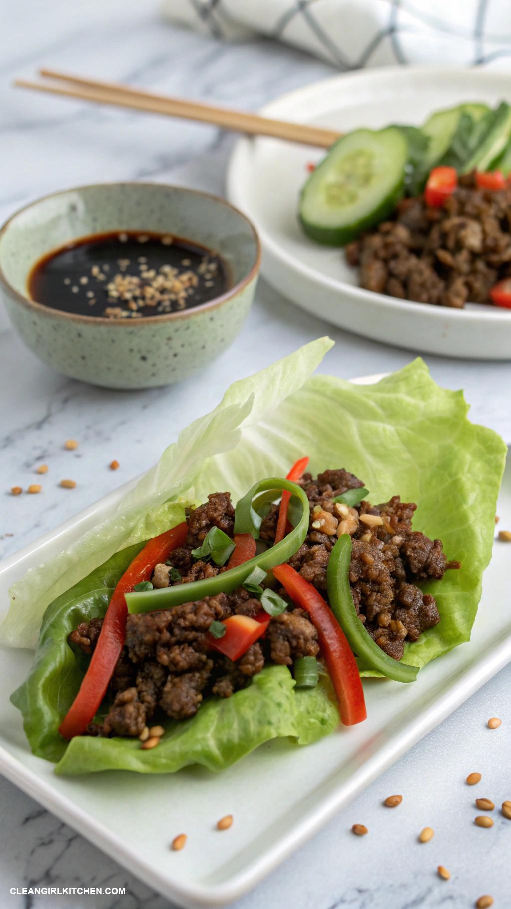 lettuce wrap recipes Thai Basil Beef Lettuce Wraps