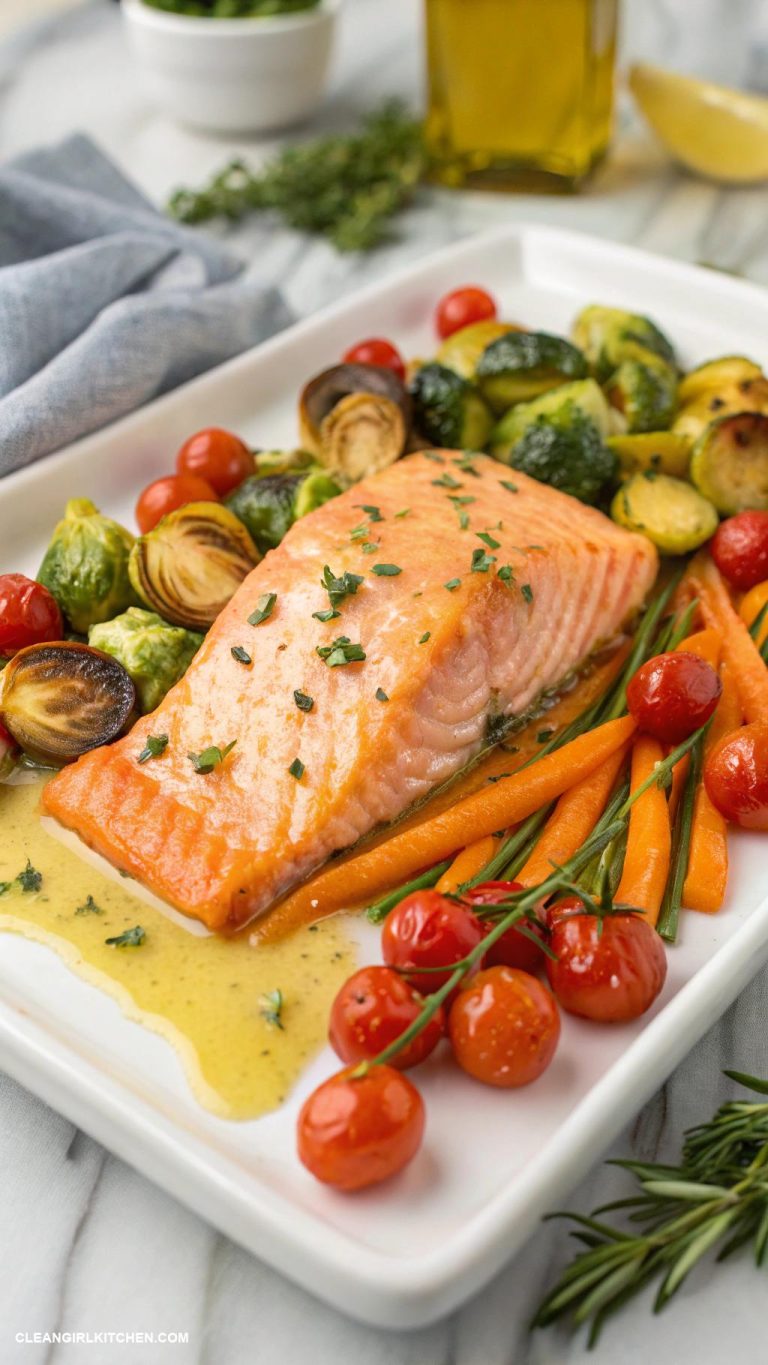 sheetpan salmon with veggies