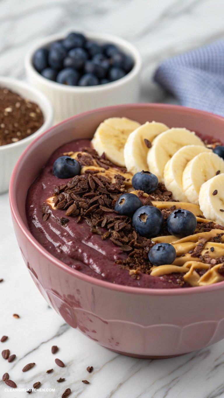 acai bowl recipes Chocolate Acai Bowl with Cacao Nibs and Almond Butter
