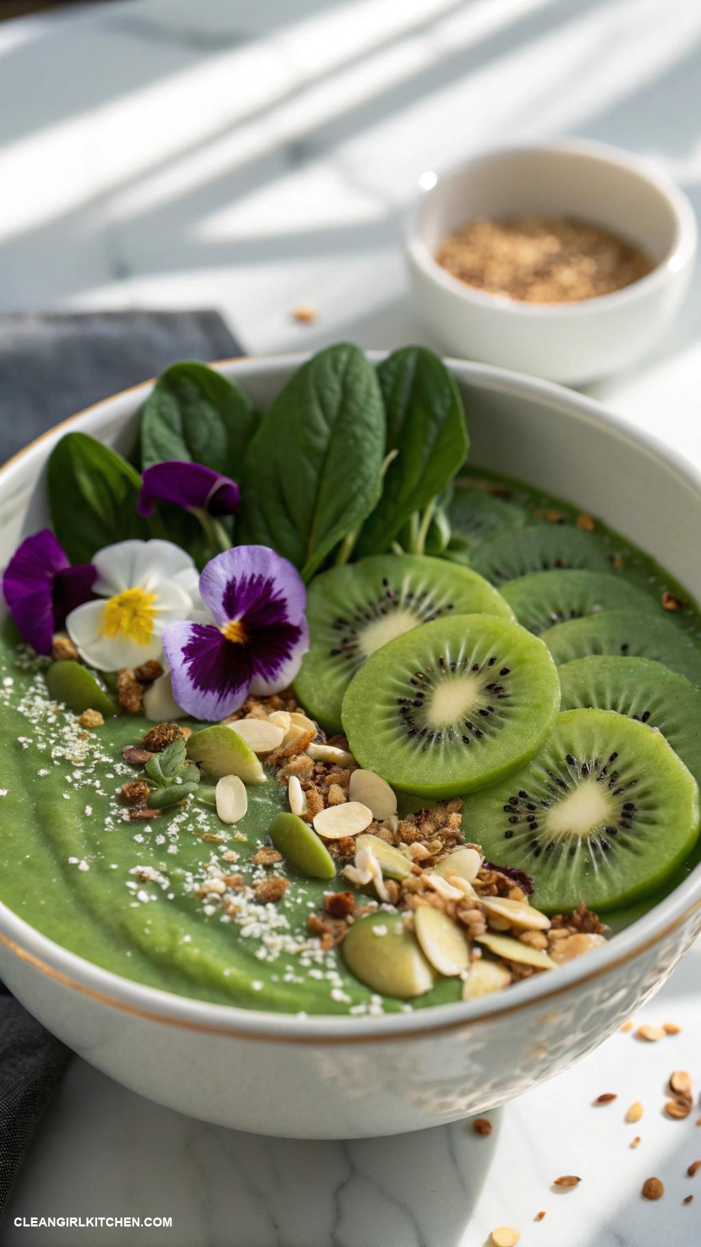 acai bowl recipes Green Smoothie Acai Bowl with Spinach and Kiwi