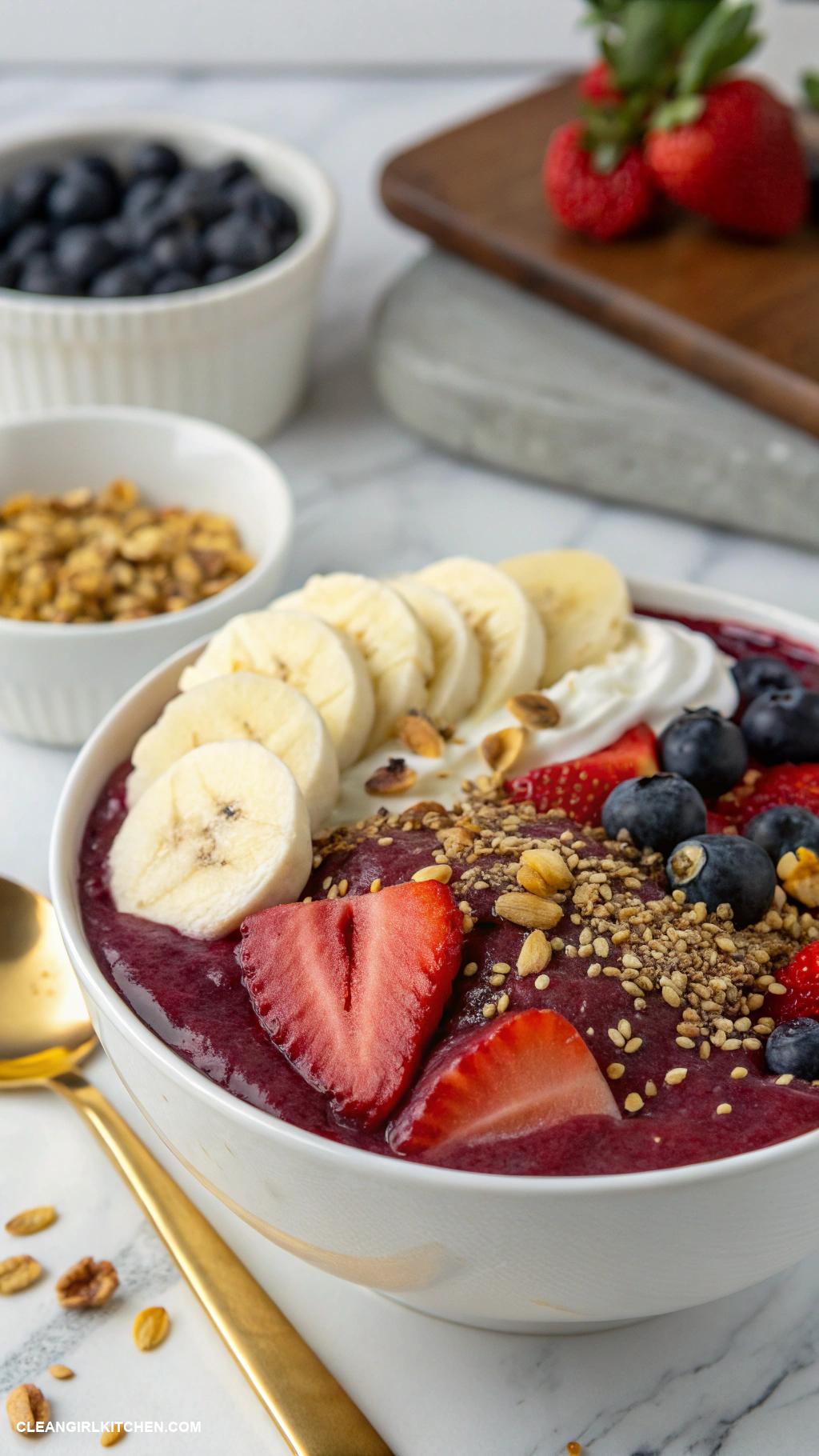 acai bowl recipes Protein Packed Acai Bowl with Greek Yogurt and Hemp Seeds