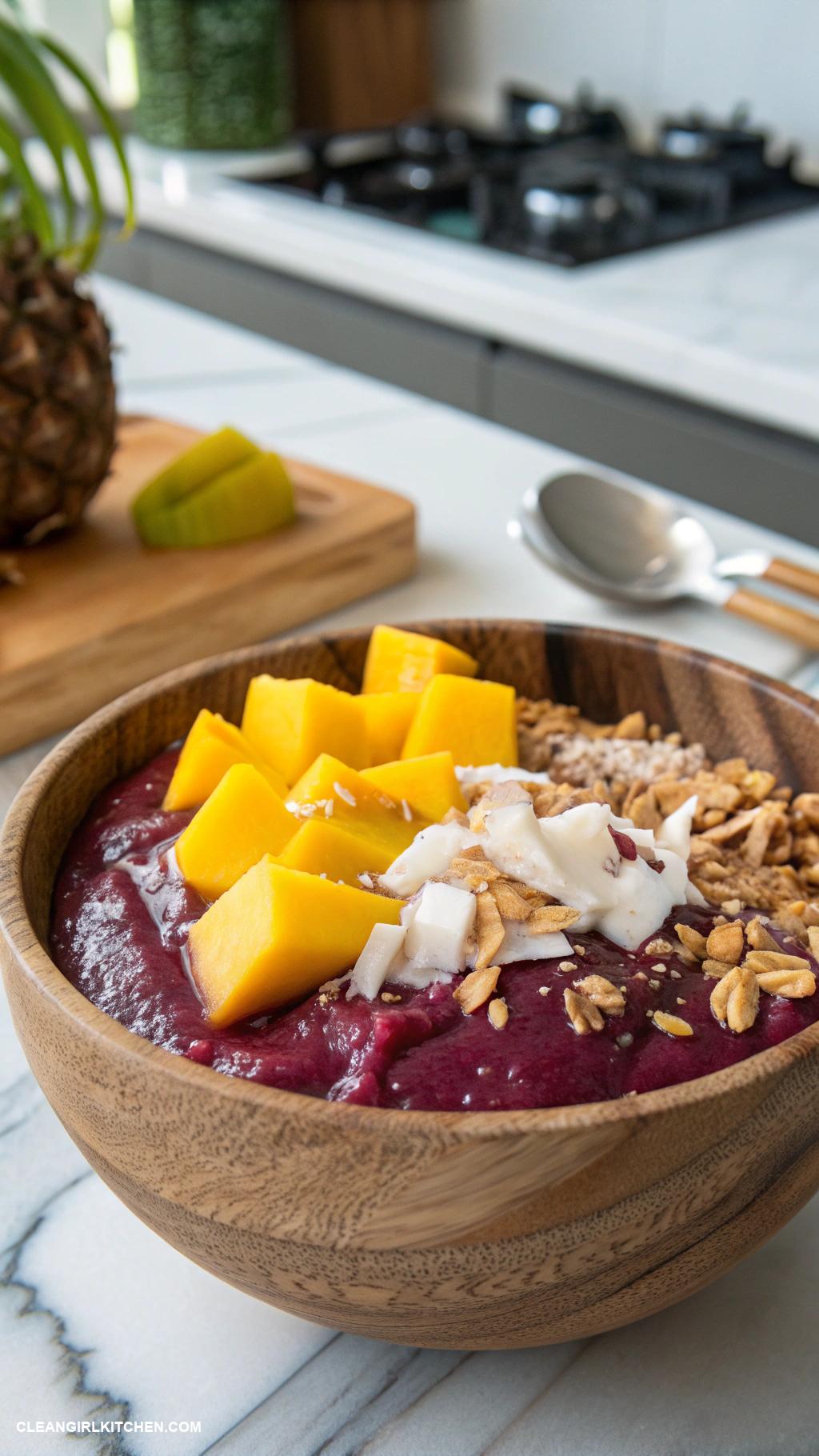 acai bowl recipes Tropical Acai Bowl with Mango and Coconut Flakes