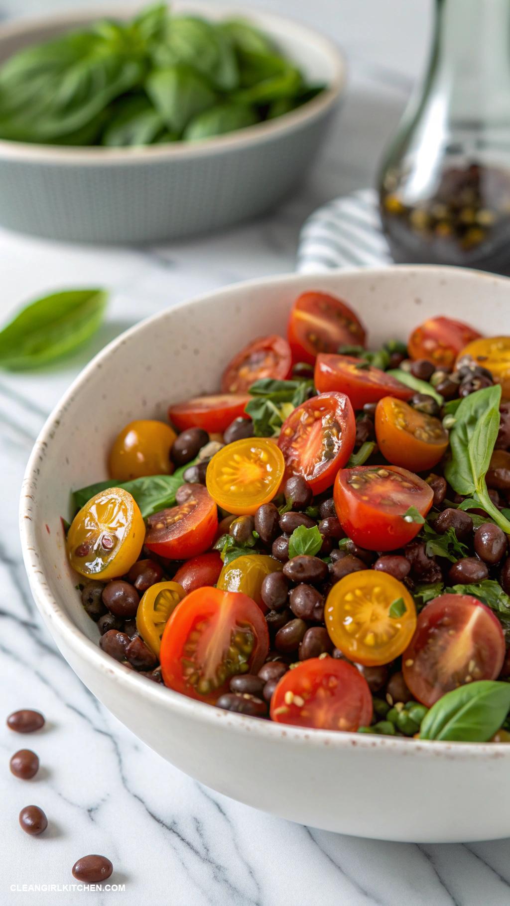 bean salad recipes Lentil and Bean Salad with Cherry Tomatoes and Basil