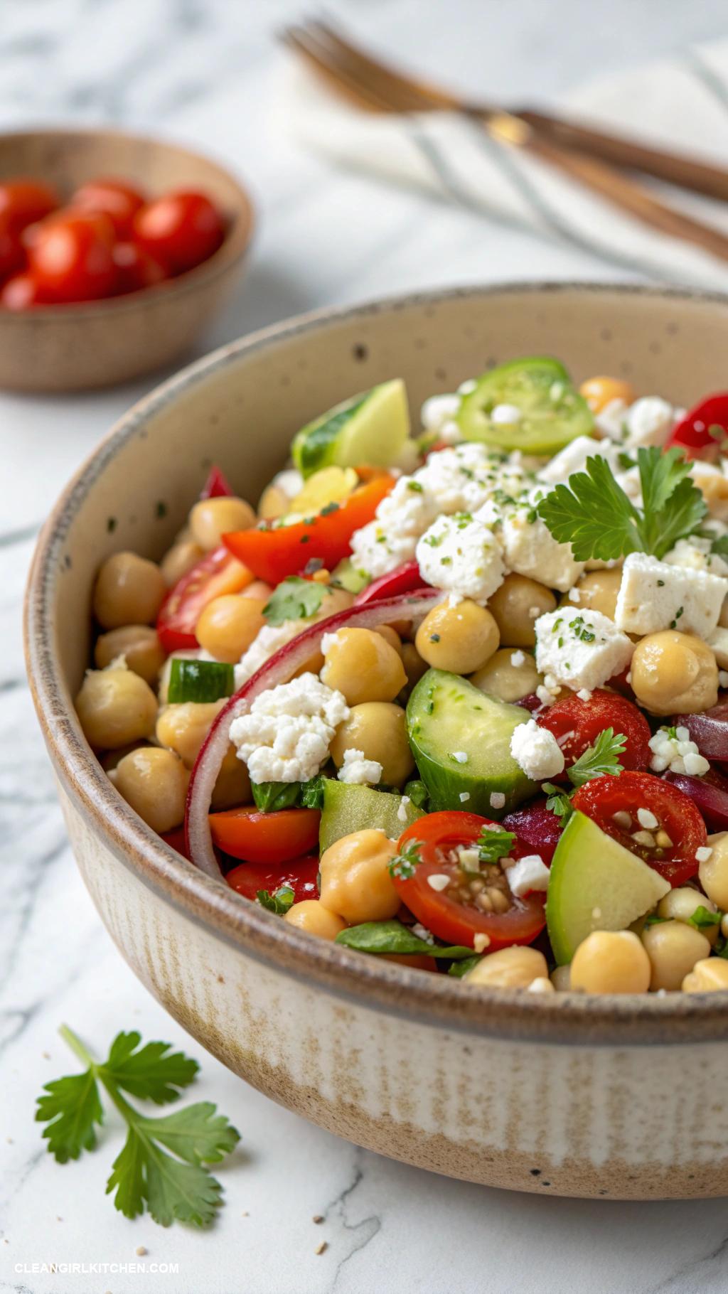 bean salad recipes Mediterranean Bean Salad with Chickpeas and Feta