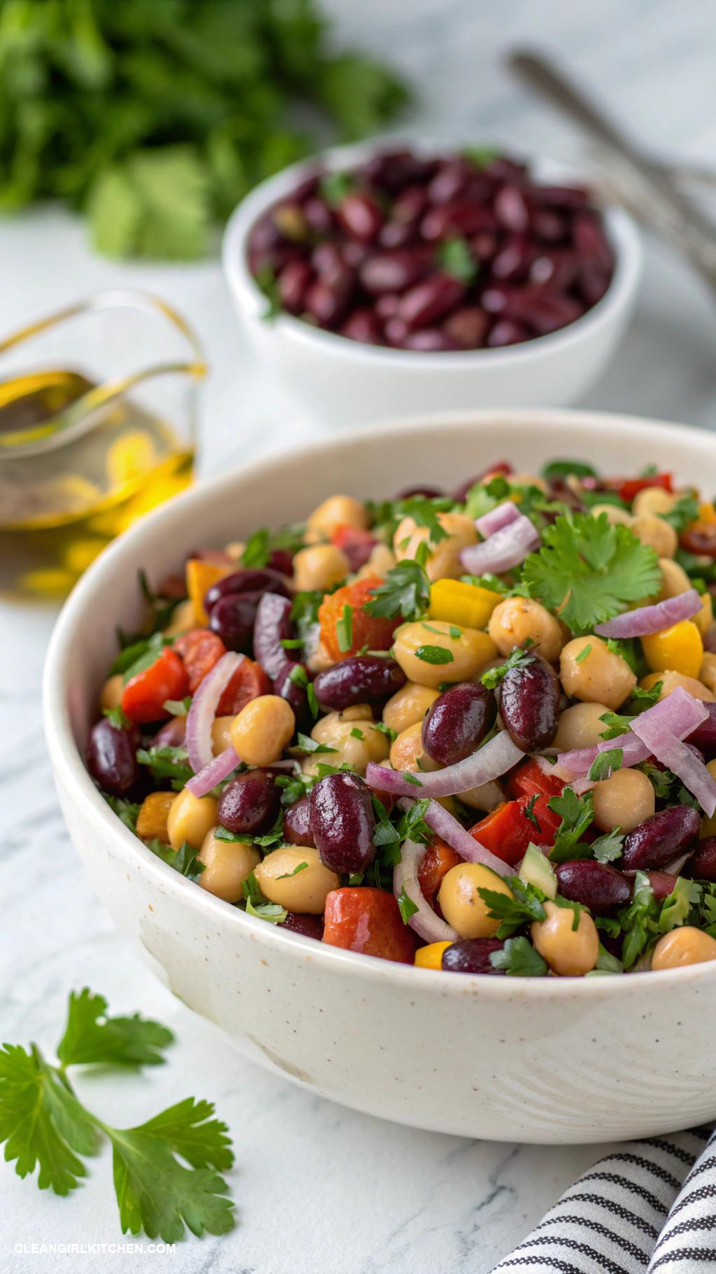 bean salad recipes Mixed Bean Salad with Red Onion and Lemon Vinaigrette