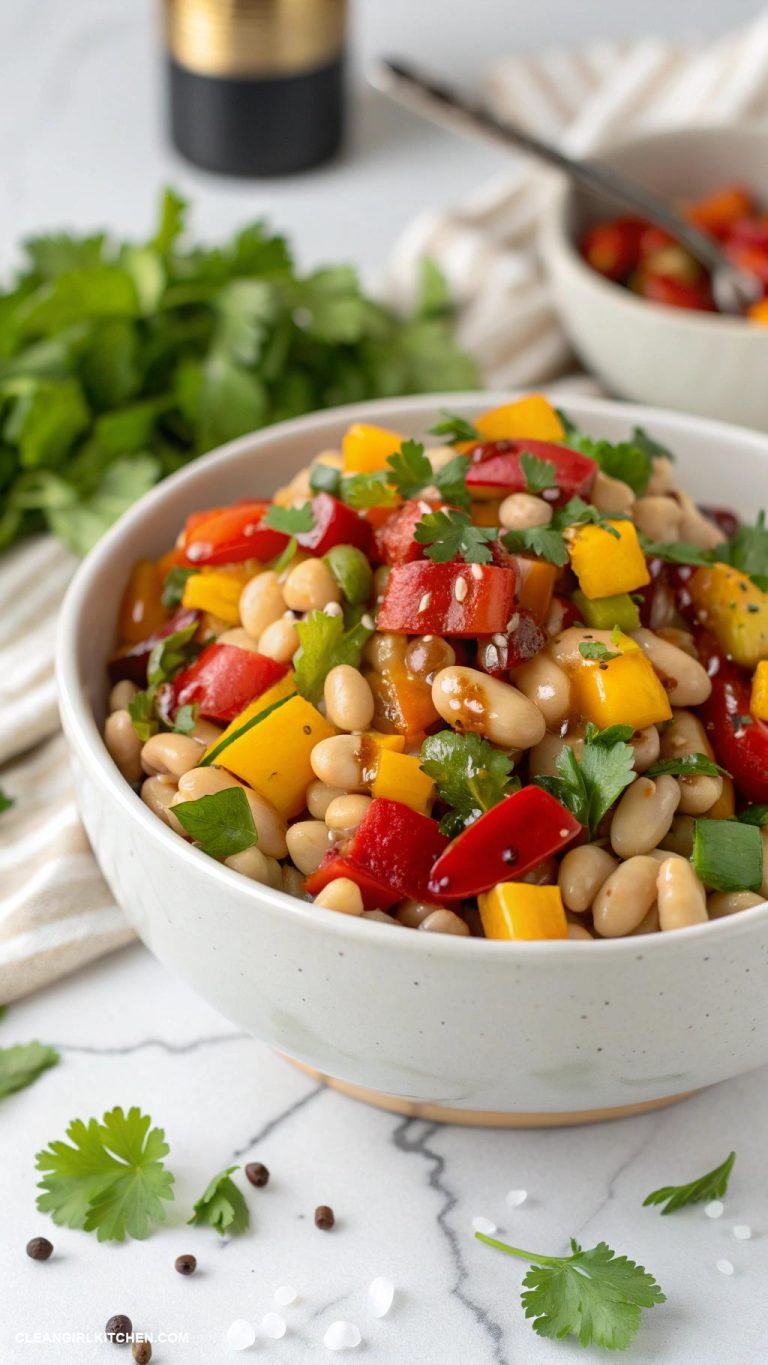 bean salad recipes Zesty Bean Salad with Navy Beans Bell Peppers and Balsamic Glaze