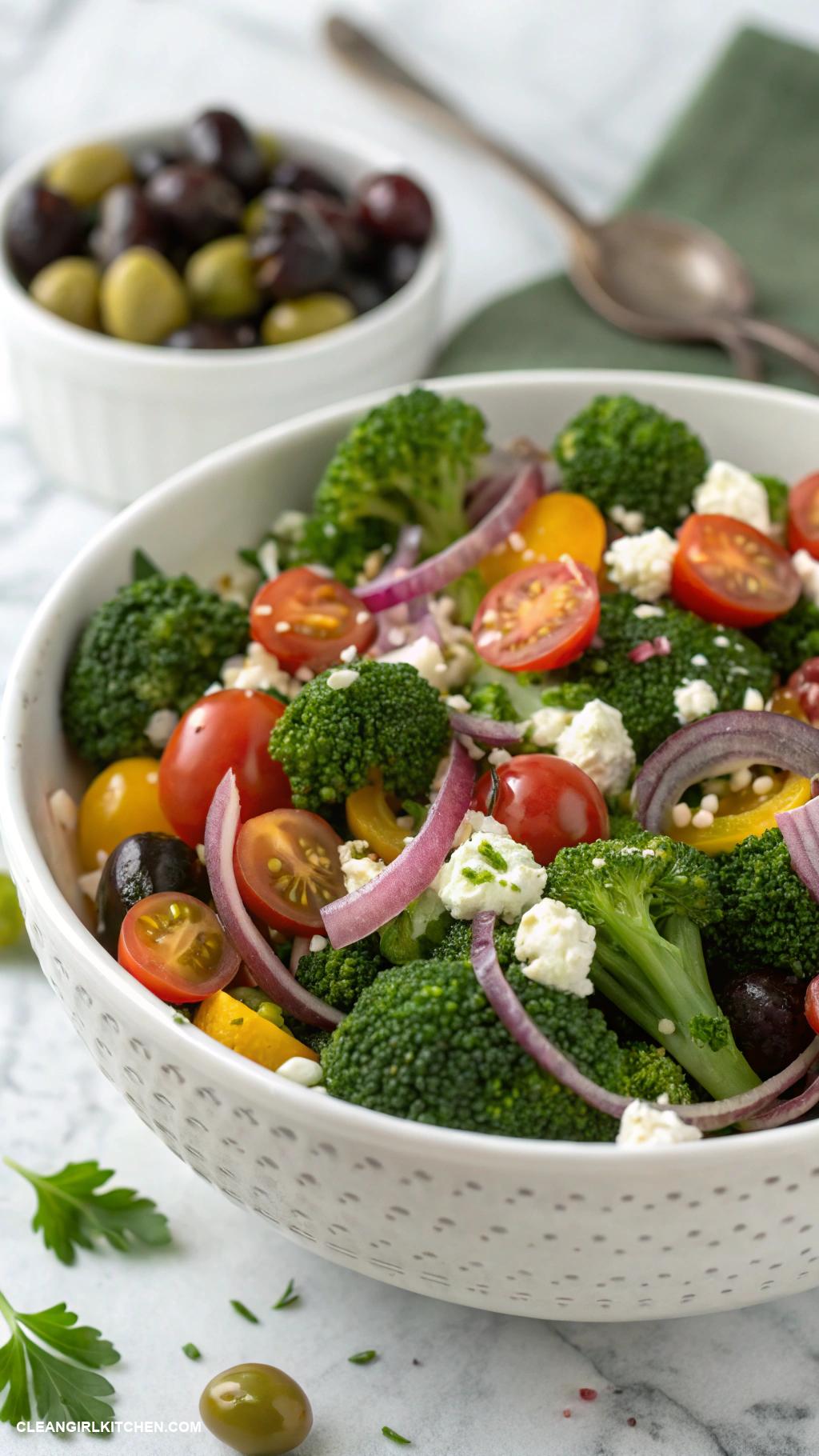 broccoli salad recipes Mediterranean Broccoli Salad with Feta and Olives