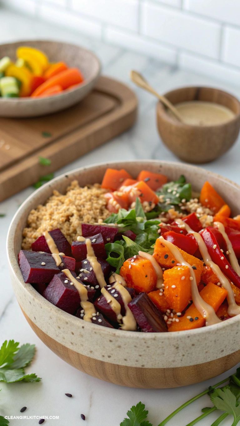 buddha bowls Quinoa Buddha Bowl with Roasted Vegetables and Tahini Dressing
