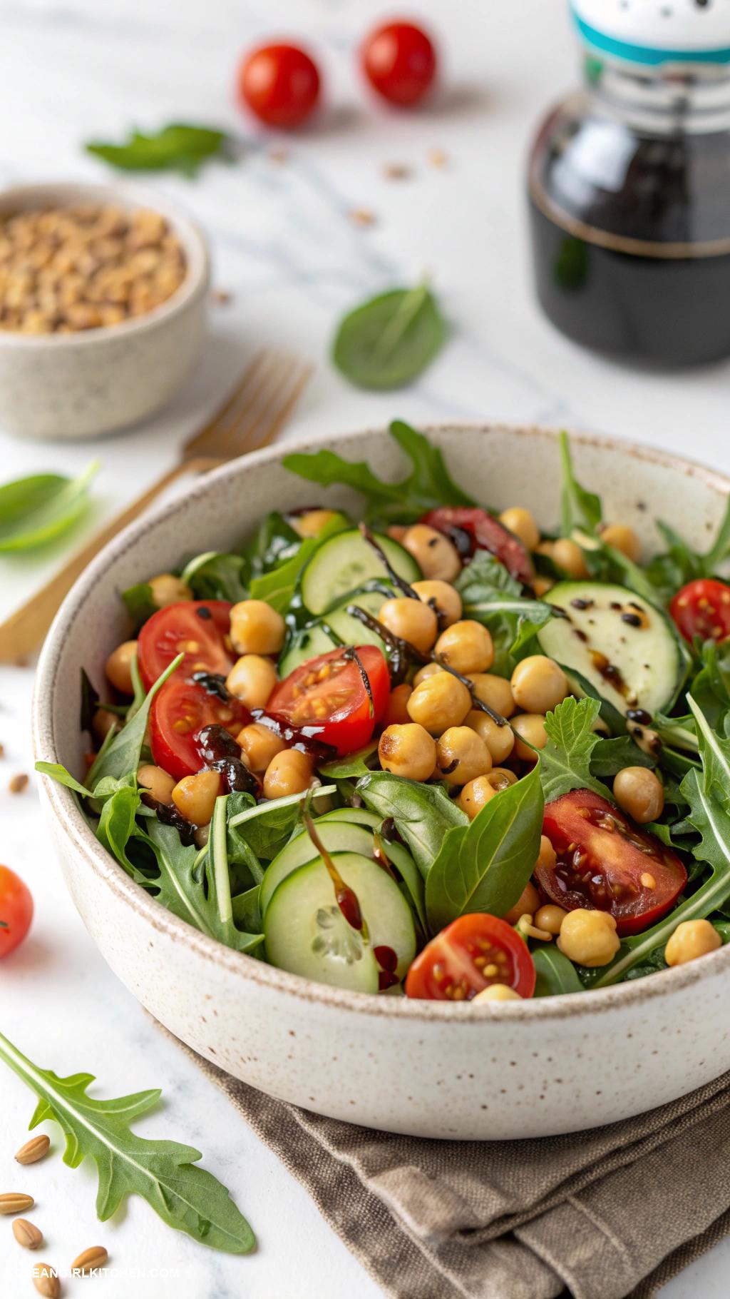 chickpea salad recipes Chickpea Salad with Arugula and Balsamic Glaze