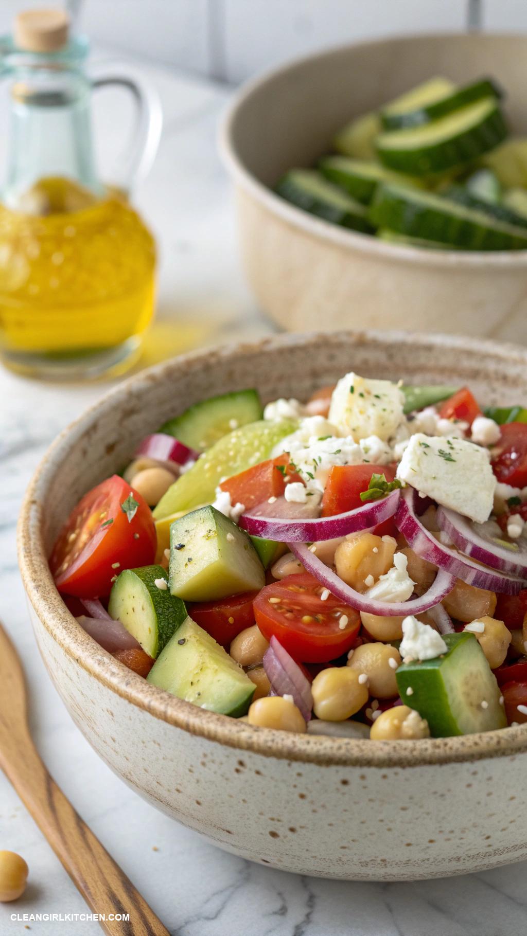 chickpea salad recipes Greek Chickpea Salad with Tomatoes and Cucumbers