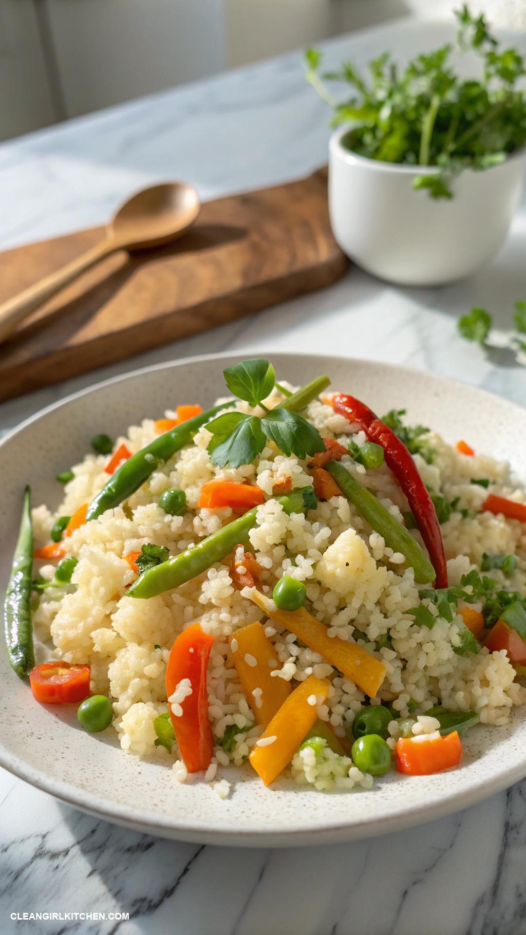 clean simple eats recipes Cauliflower Rice Stir fry with Mixed Veggies