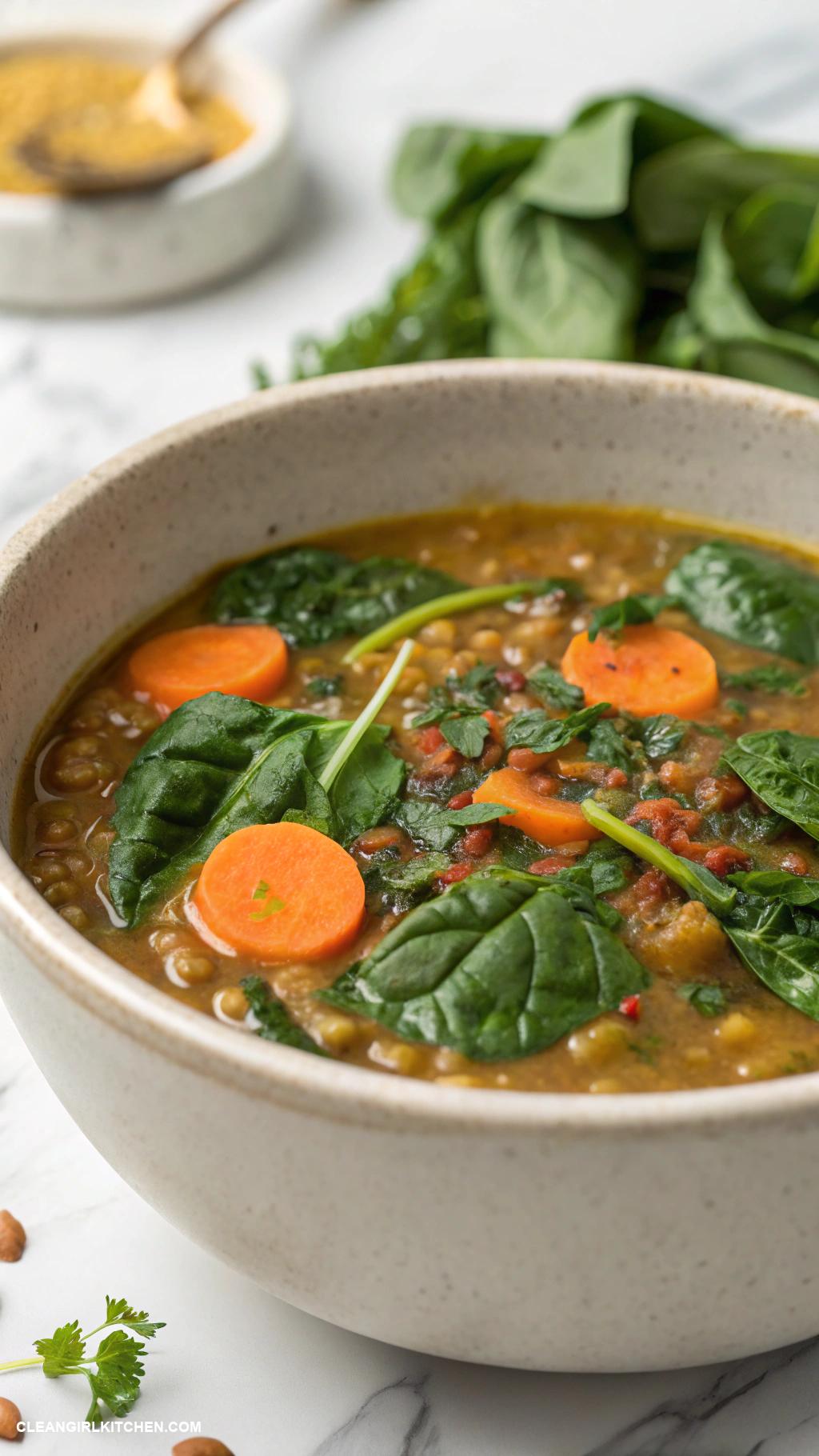clean simple eats recipes Lentil Soup with Spinach and Carrots