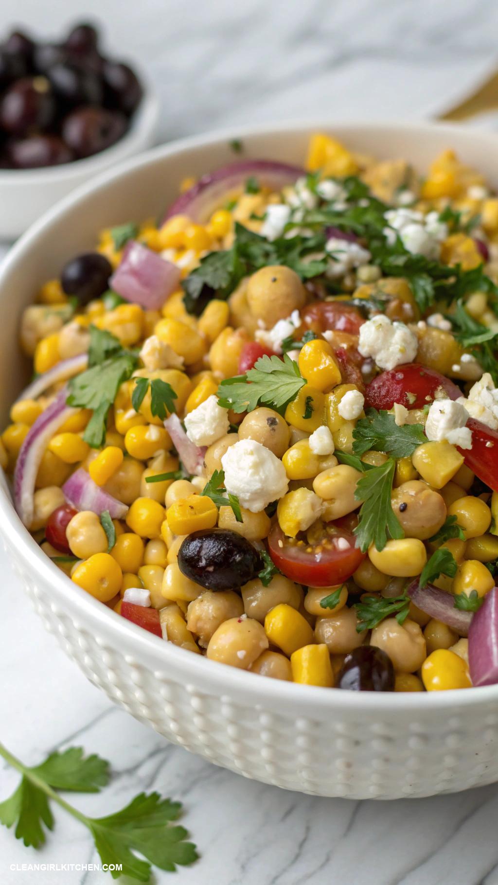 corn salad recipes Mediterranean Corn Salad with Chickpeas and Olives