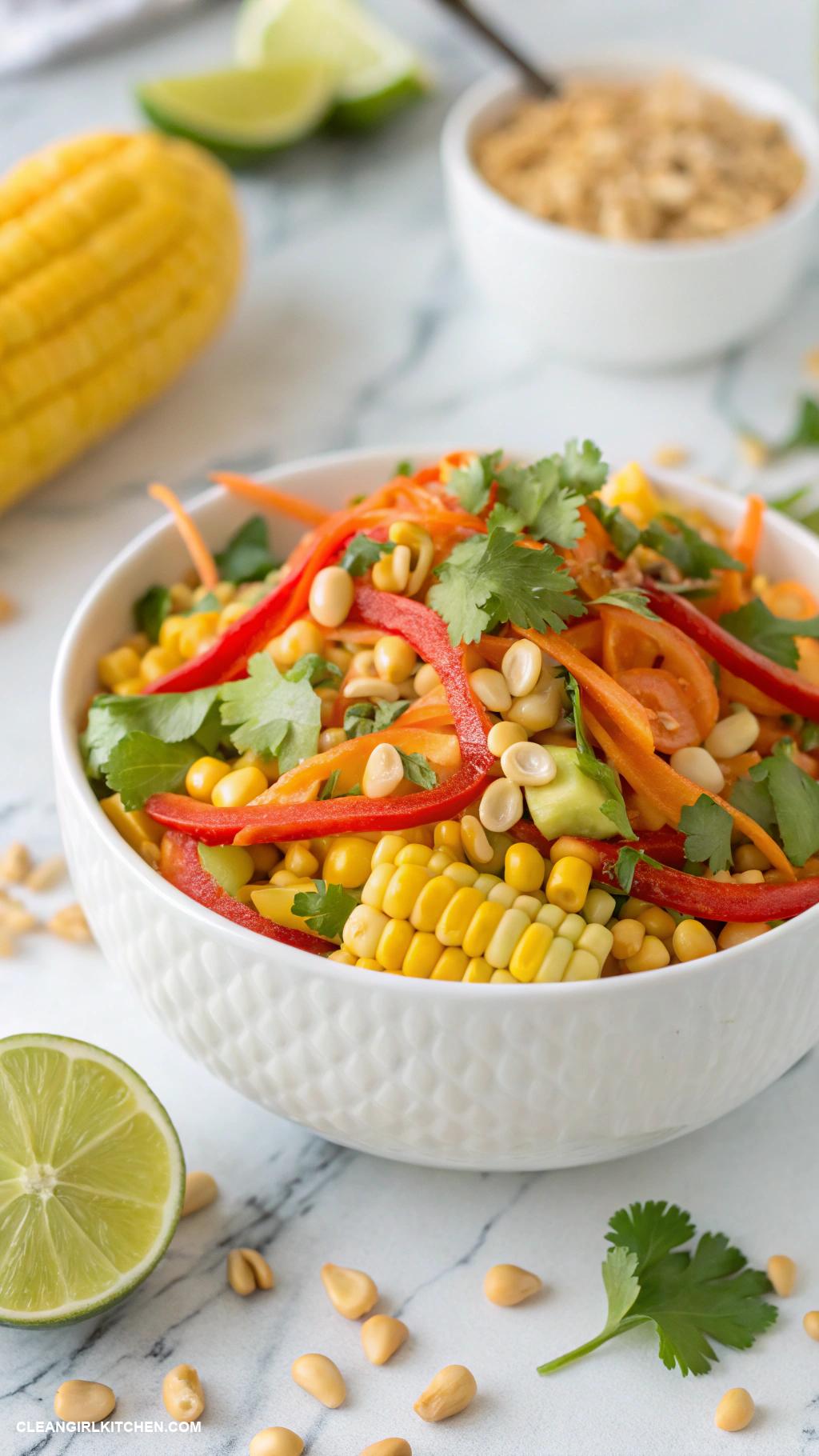 corn salad recipes Thai Corn Salad with Peanut Dressing and Carrots