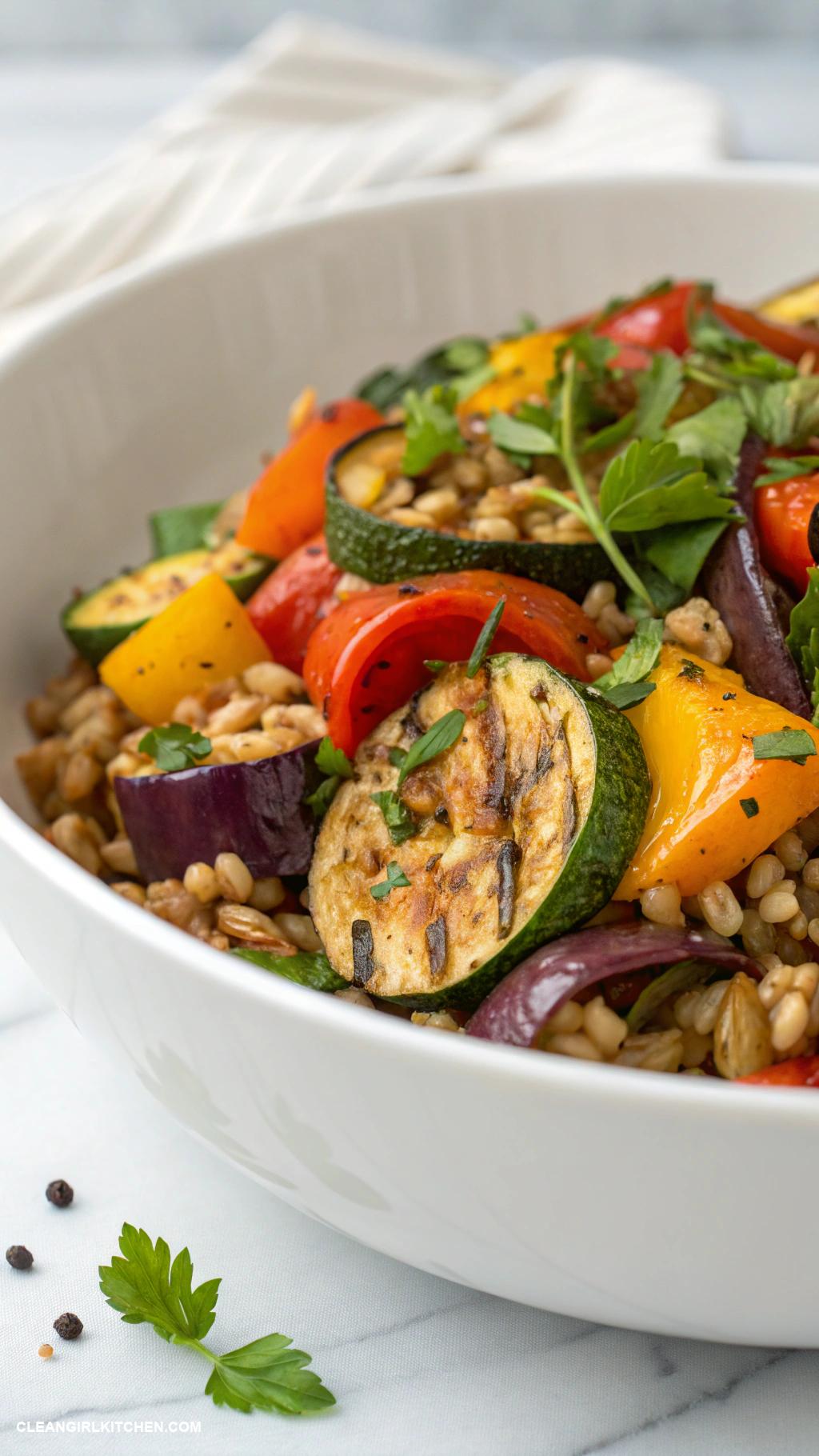 detox salads Roasted Vegetable and Farro Salad