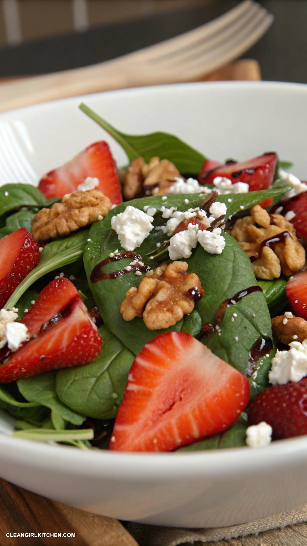 detox salads Spinach and Strawberry Salad with Balsamic Glaze