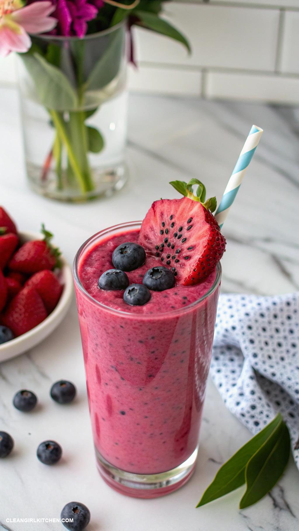 dragon fruit smoothie recipes Berry Dragon Fruit Smoothie Blend 1 cup dragon fruit 12 cup strawberries 12 cup blueberries and 1 cup coconut milk