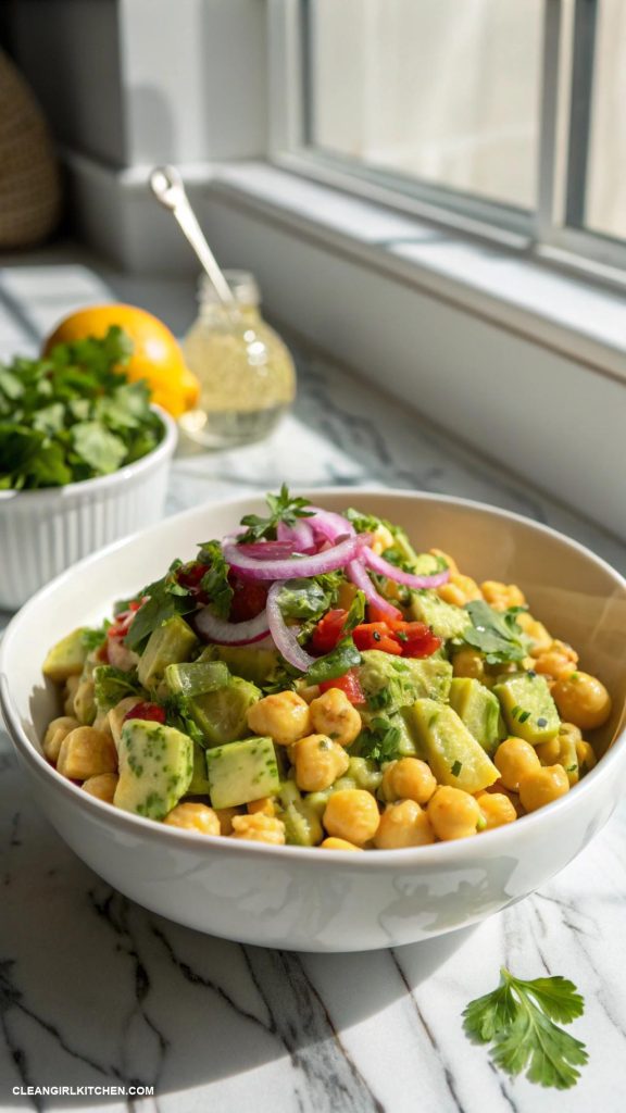 easy healthy lunches Chickpea and Avocado Salad